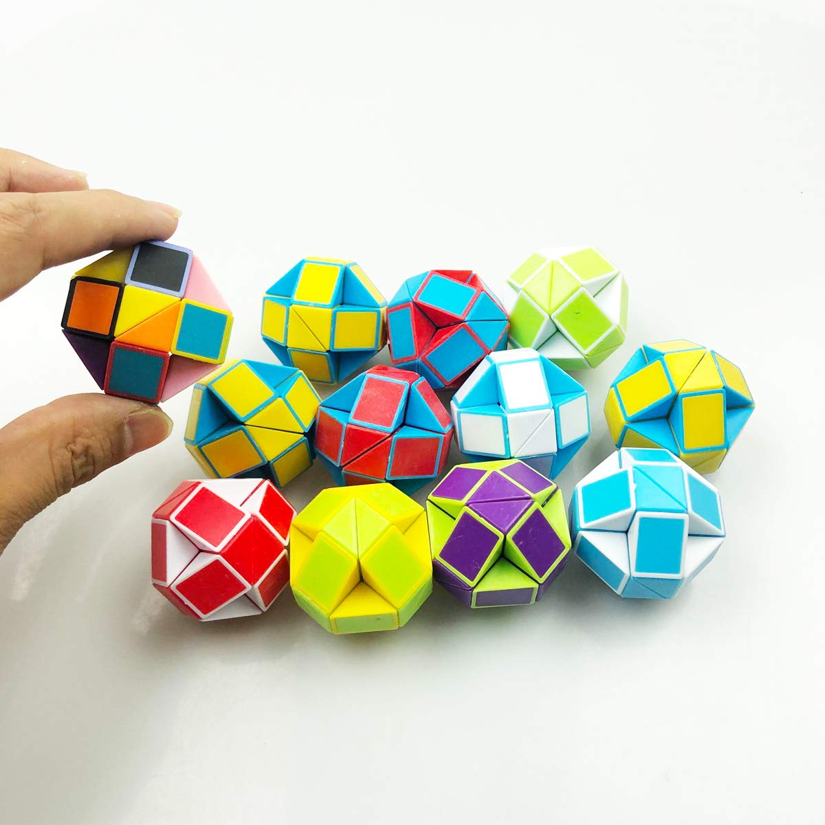 Anditoy 12 Pack Mini Snake Cube Puzzle Toys - Plastic Easter Eggs Brain Teaser for Kids, Girls & Boys - Easter Basket Stuffers, Party Favors & Gifts (Perfect for Easter Celebrations, Birthday Parties & Classroom Rewards)