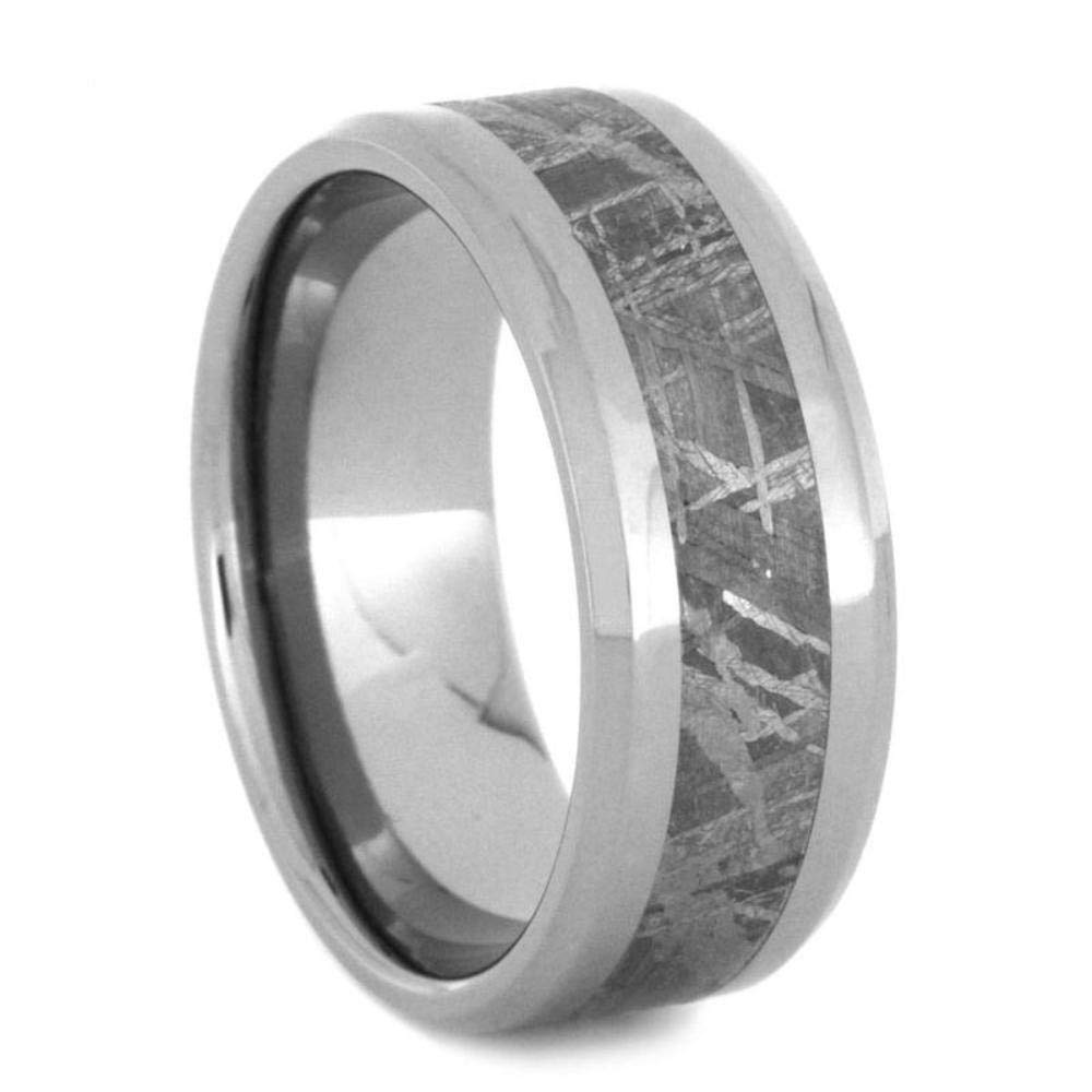 Unisex Titanium & Gibeon Meteorite 8mm Comfort-Fit Flat Band Ring - Durable Wedding Bands, Anniversary Gifts for Him & Her - Perfect for Everyday Wear & Special Occasions