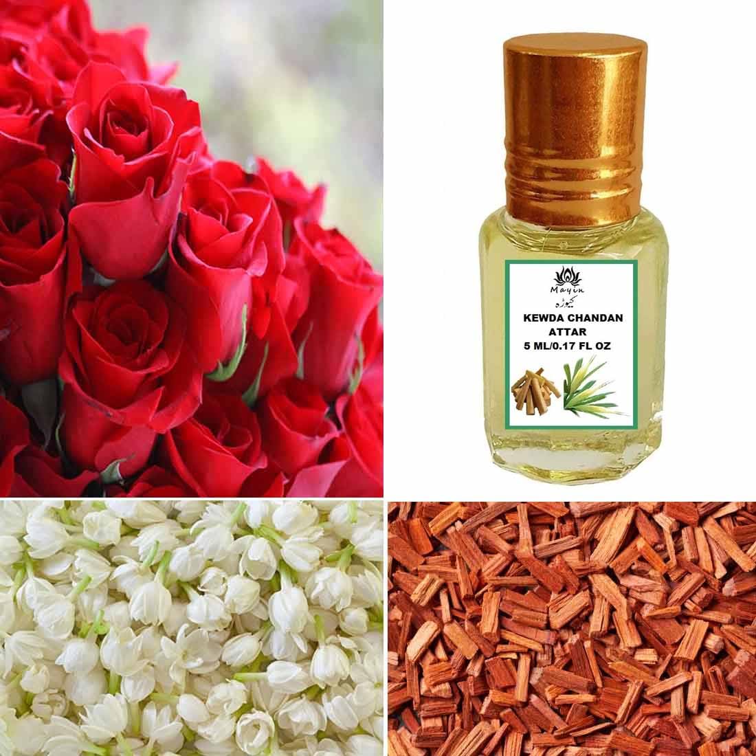 Mayin Kewda Chandan Attar Perfume Oil - 5ml Unisex Fragrance for Men & Women | Romantic Date, Wedding, Meditation & Daily Wear