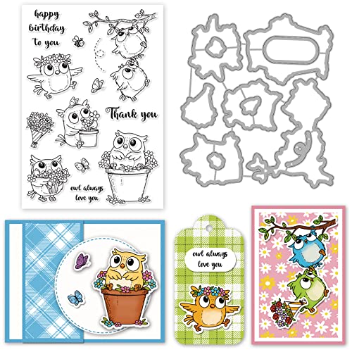 Flowers Birds Clear Stamps and Dies