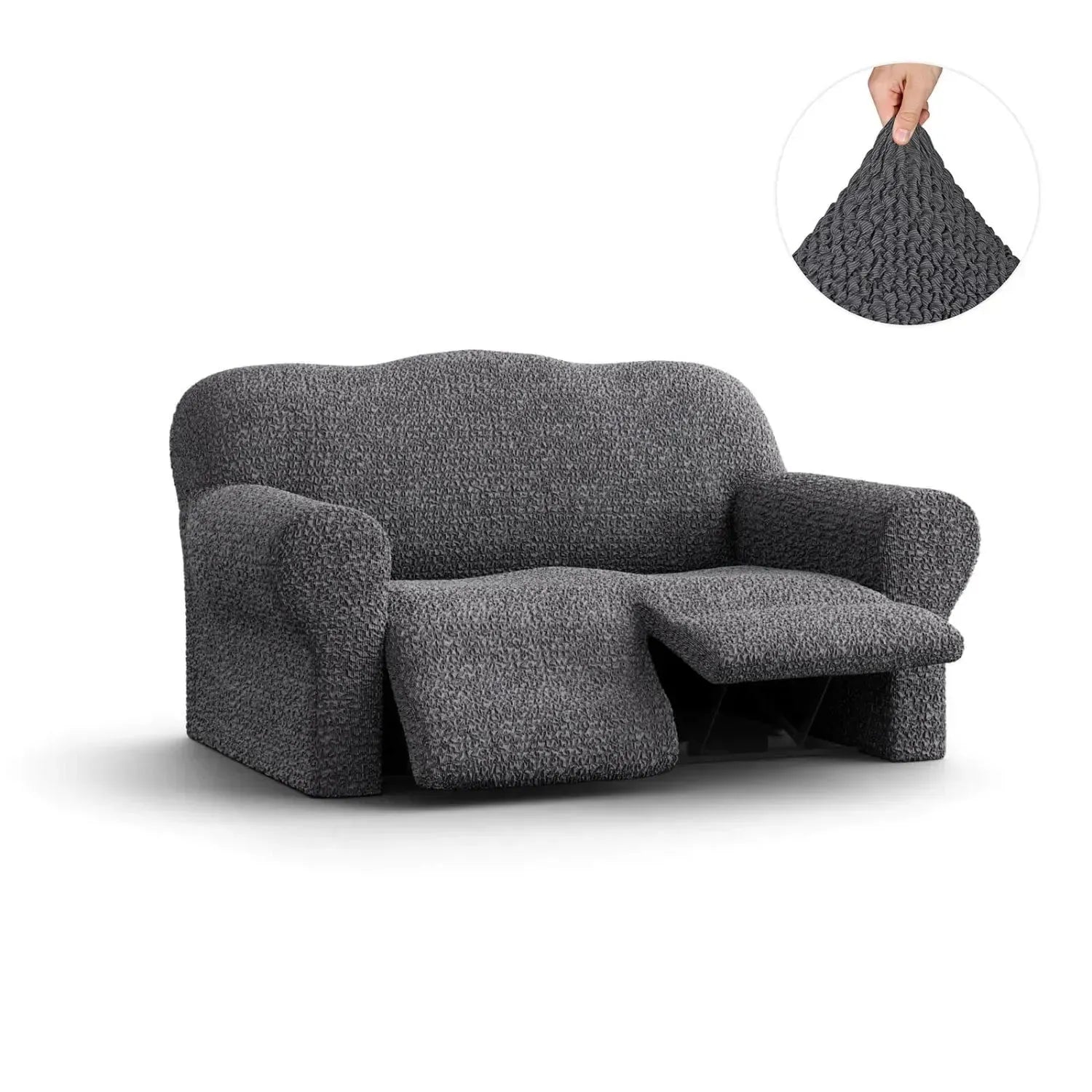 2 Seater Recliner Slipcover - Mille Righe Collection | Stretchable Sofa Cover for Living Room, Home Theater & Family Room Protection