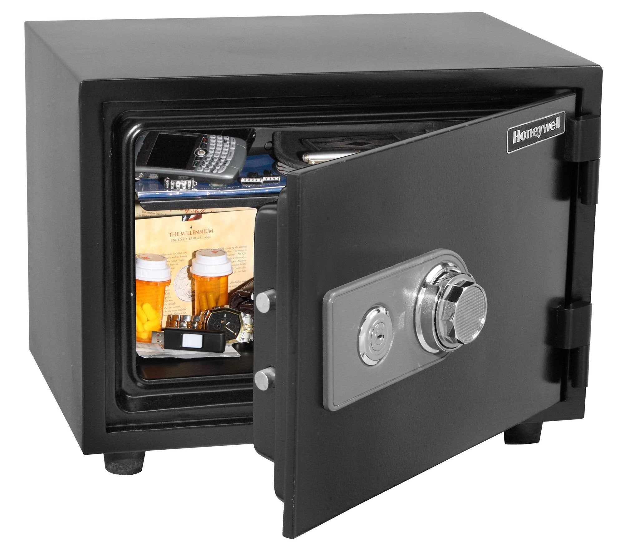 Honeywell 2102 Fireproof Waterproof Steel Safe Box - Secure Documents, Cash & Valuables for Home or Office Use