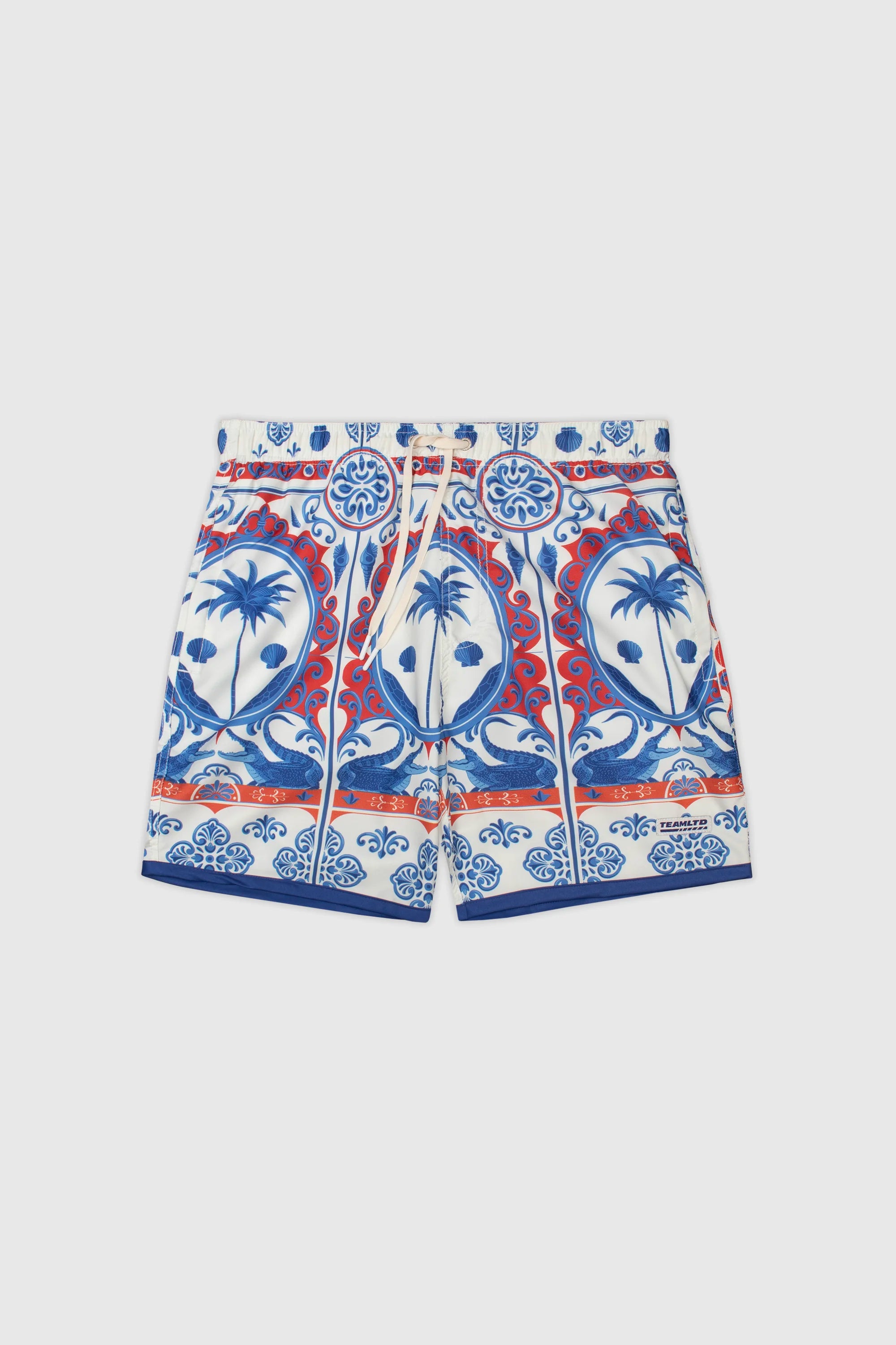 Men's Teal Swim Shorts with Cowboy Casino Print - Quick Dry, Comfortable Beach & Pool Swimwear for Summer Vacations