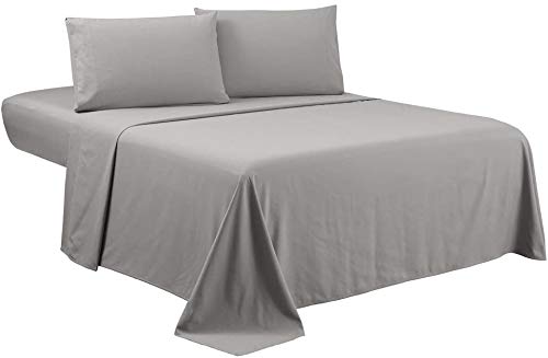 4pc Twin XL Gray Sheet Set - 100% Cotton Deep Pocket Bedsheets for 18'' Mattress - 800 Thread Count Luxury Bedding with Pillowcases - Soft Long Staple Cotton for Comfortable Sleep - Perfect for Guest Rooms, Dorms & Cozy Bedrooms