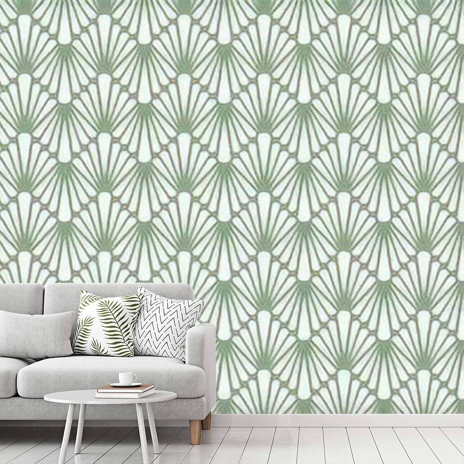 Floral Art Nouveau Peel and Stick Wallpaper - Self-Adhesive Removable Geometric Leaf Pattern Contact Paper for Bedroom, Living Room, Kitchen & Home Decor - Easy DIY Wall Mural for Renters & Homeowners