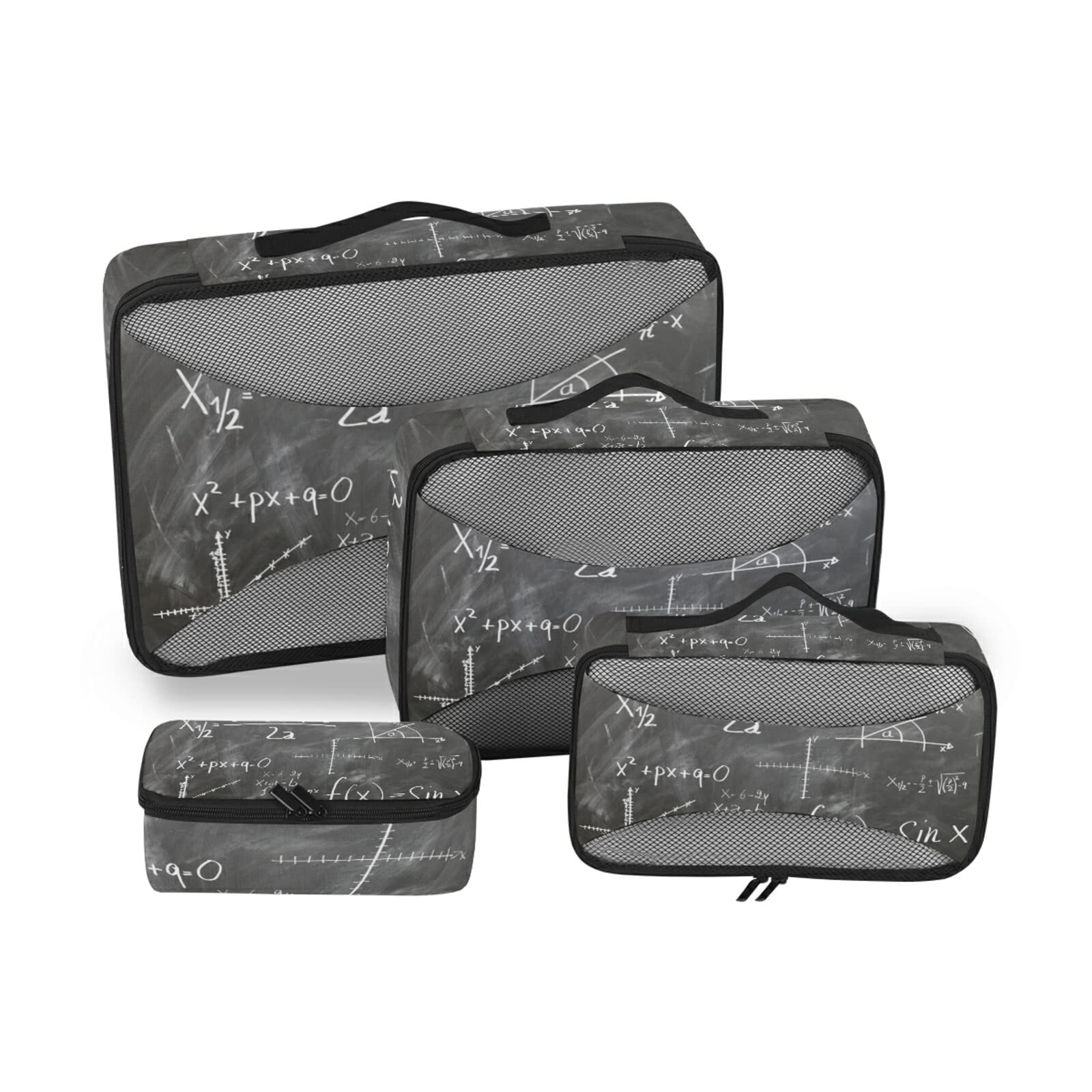 Math Formula Luggage Packing Cubes Set - 4 Pack Travel Organizers for Toiletries, Laundry & Storage | Compact Packable Cubes in Various Sizes for Women & Kids | Perfect for Suitcase Organization, Business Trips & Family Vacations