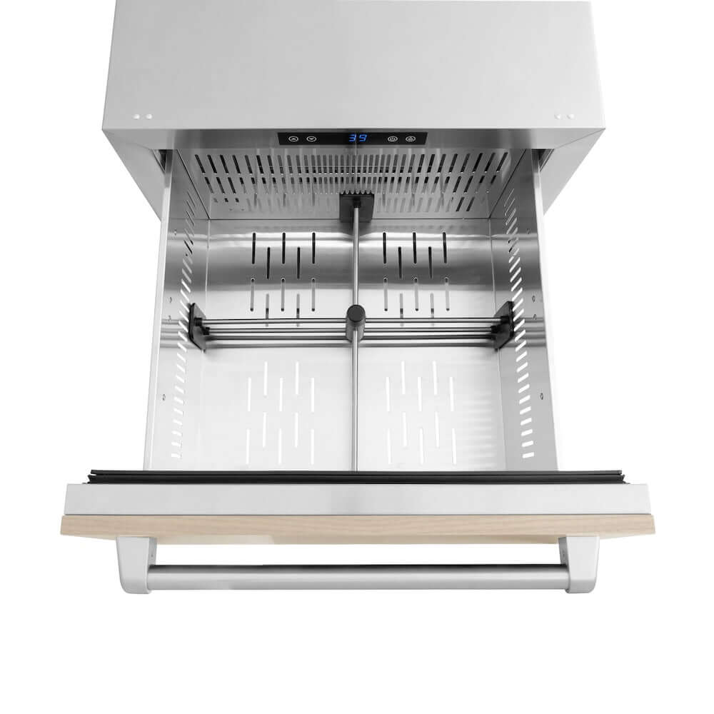 ZLINE 24 Inch Stainless Steel Outdoor Rated Refrigerator Drawer - Panel Ready Dual Door Design (168 Can Capacity) - Perfect for Outdoor Kitchens, Patio Bars & Backyard Entertaining