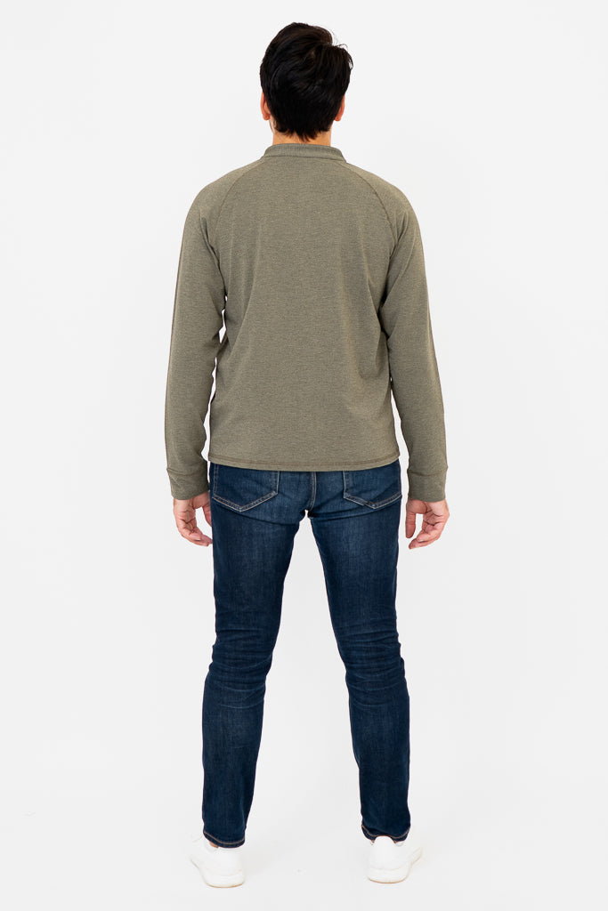 Premium Men's Henley Shirt - Soft Bamboo Fabric, Yarn-Dyed Khaki - Perfect for Casual Wear, Outdoor Adventures & Date Nights