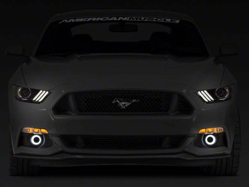 Raxiom LED Halo Fog Lights for 2015-2017 Ford Mustang with Factory Fog Lights - Bright White DRL & Fog Light Combo for Enhanced Night Driving & Style