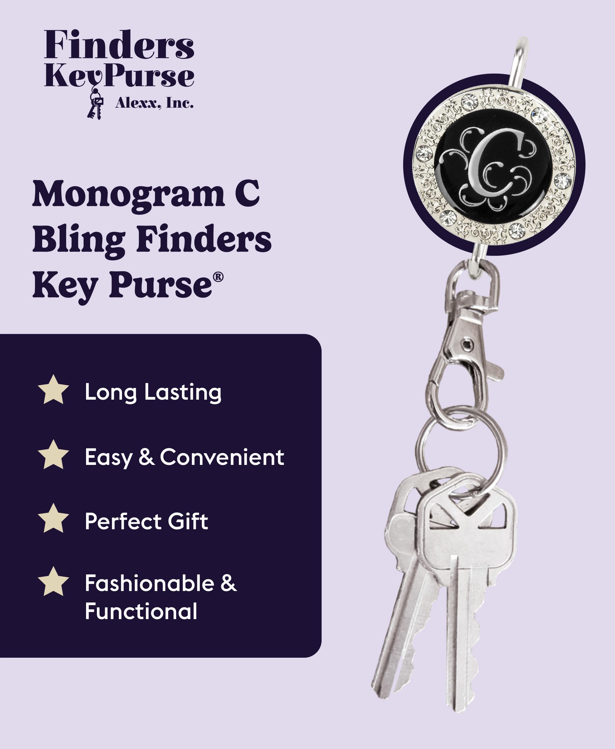 Women's Monogram Key Finder & Purse Organizer - Stylish Bag Charm Keychain for Mom | Perfect Gift for Birthdays, Mother's Day & Travel Accessories