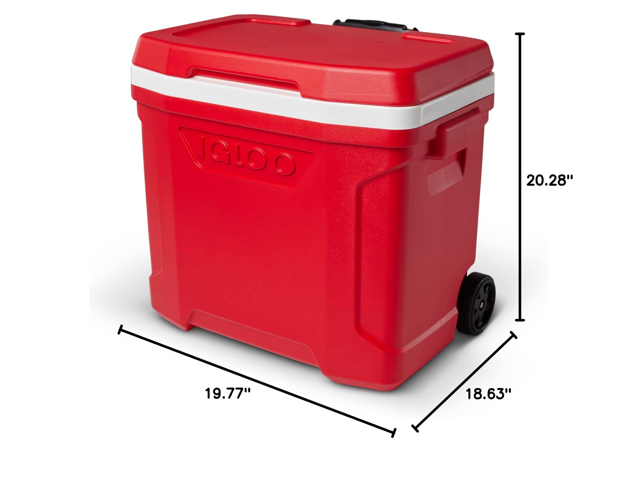 Igloo Red Profile II 60 Quart Rolling Cooler - Heavy Duty Wheeled Ice Chest for Camping, Beach, Tailgating & Outdoor Adventures