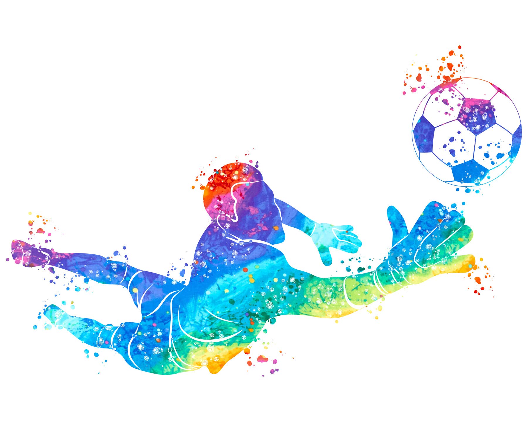 Vibrant Watercolor Soccer Wall Art - Unique Football Gift for Men, Sports Decor for Boys Bedroom & Workout Room - Abstract Sports Poster for Home & Office Decor