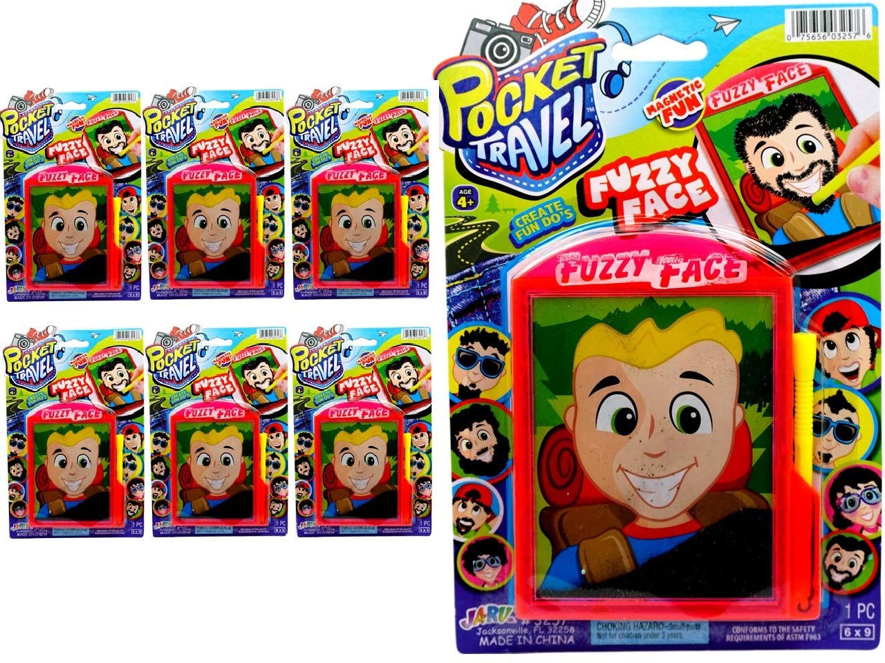 JA-RU Magnetic Face Toy Set (6 Pack) - Funny Beard, Hair & Fuzzy Face Magnets for Kids | Travel Games, Stocking Stuffers & Retro Party Favors | Perfect for Road Trips, Birthday Gifts & Christmas Presents