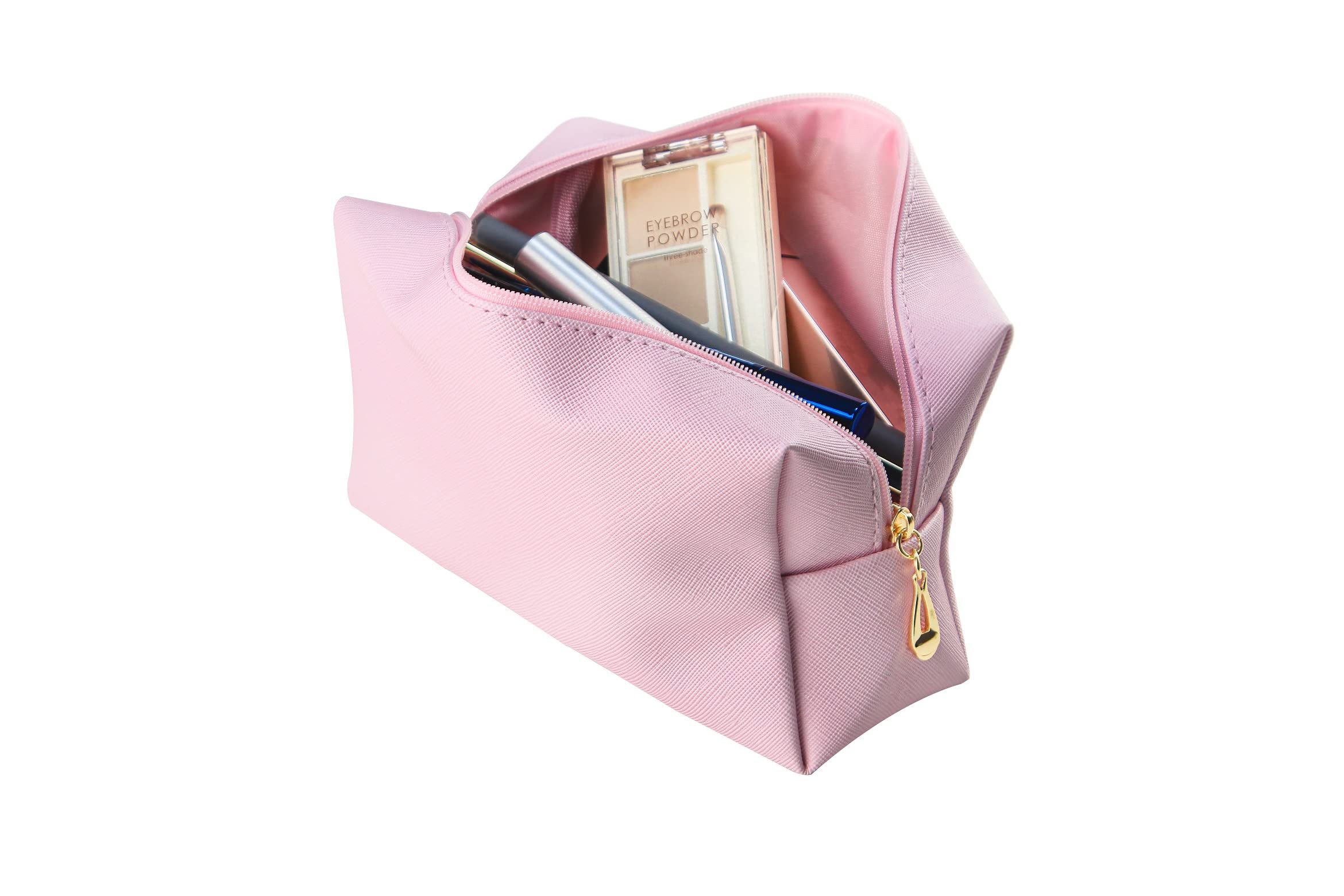 Waterproof Travel Makeup Bag for Women - Small Portable Cosmetic Pouch Toiletry Organizer (Bright Pink) | Perfect for Airplane Carry-on, Gym Essentials & Daily Beauty Storage