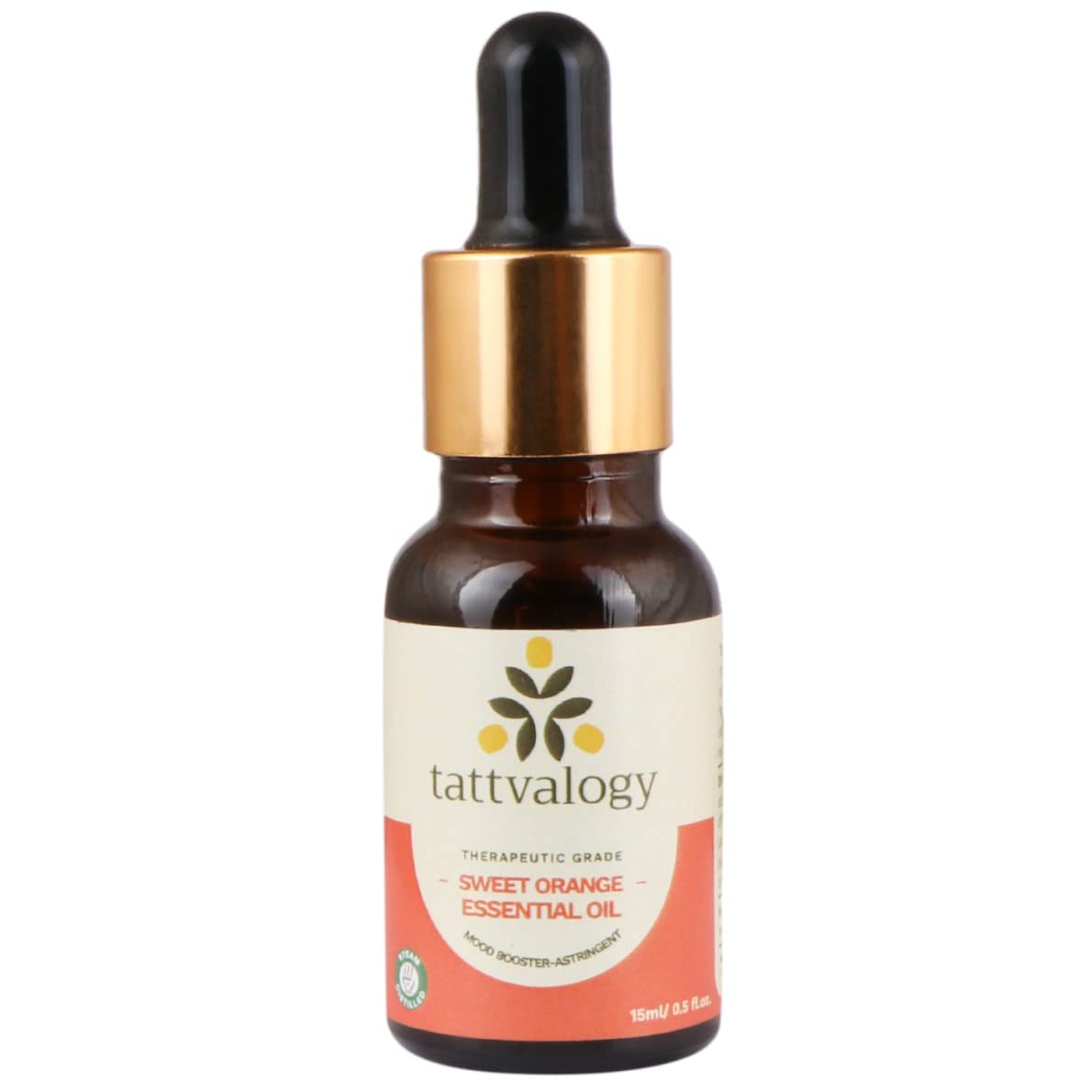 Tattvalogy Sweet Orange Essential Oil - 100% Pure, Natural & Organic | Steam Distilled for Purity | Relieves Muscle Pain & Reduces Inflammation | For Hair Care & Skin Care (15ml) | Perfect for Aromatherapy, Massage & DIY Beauty Products