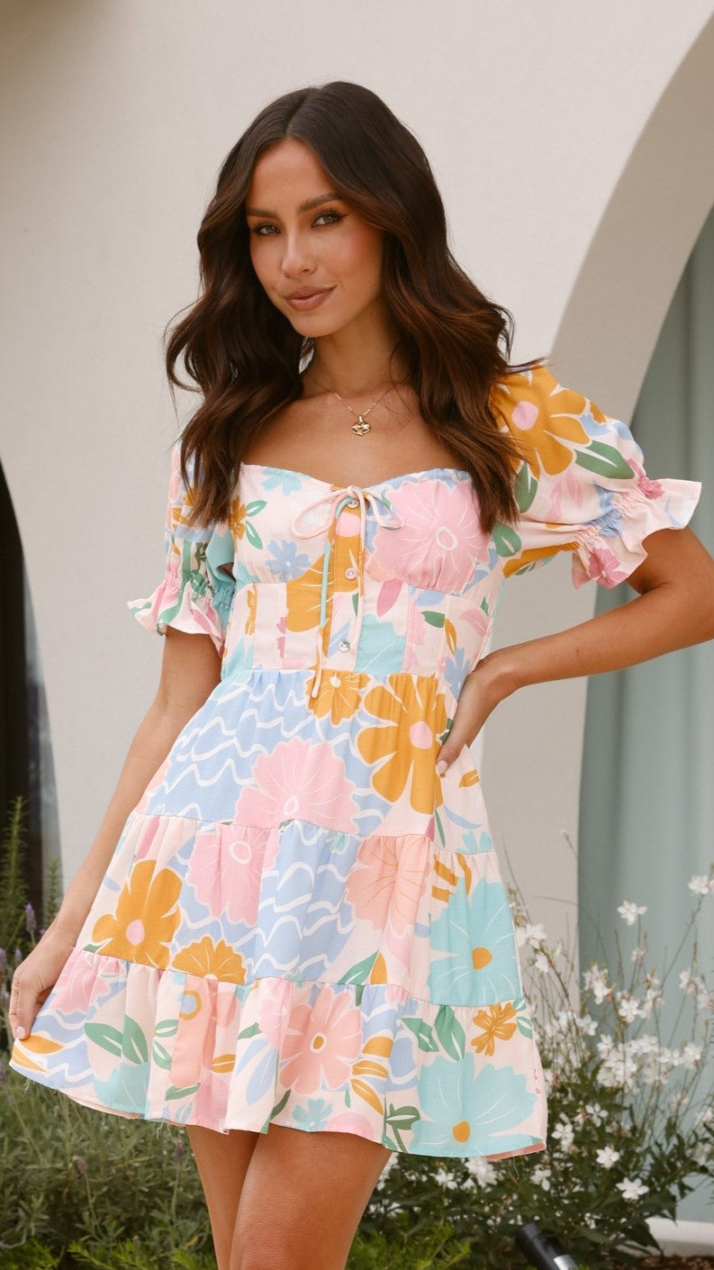 Kaley Mini Dress in Blush Petal - Flowy Summer Dress for Women | Perfect for Beach Vacations, Date Nights & Brunch Outings