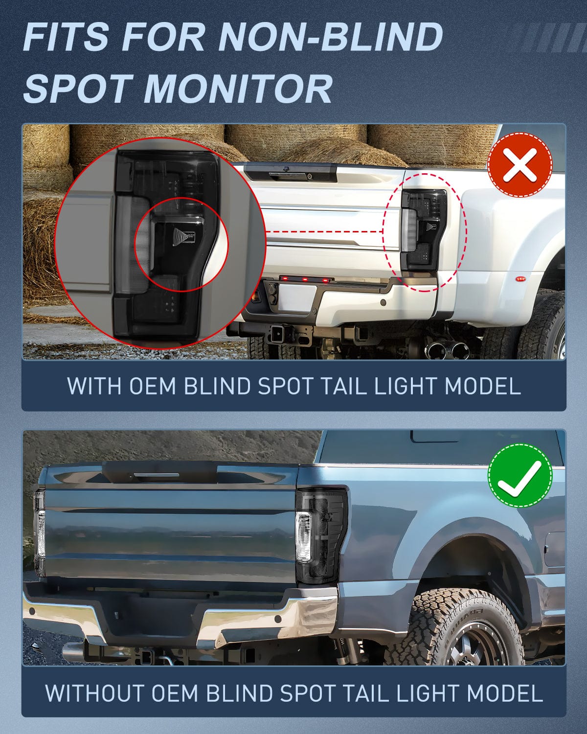 2017-2019 Ford F250 F350 Super Duty Replacement Taillight Assembly - Driver Side Smoke Lens - OE Style Fit - Perfect for Night Driving & Off-Road Adventures