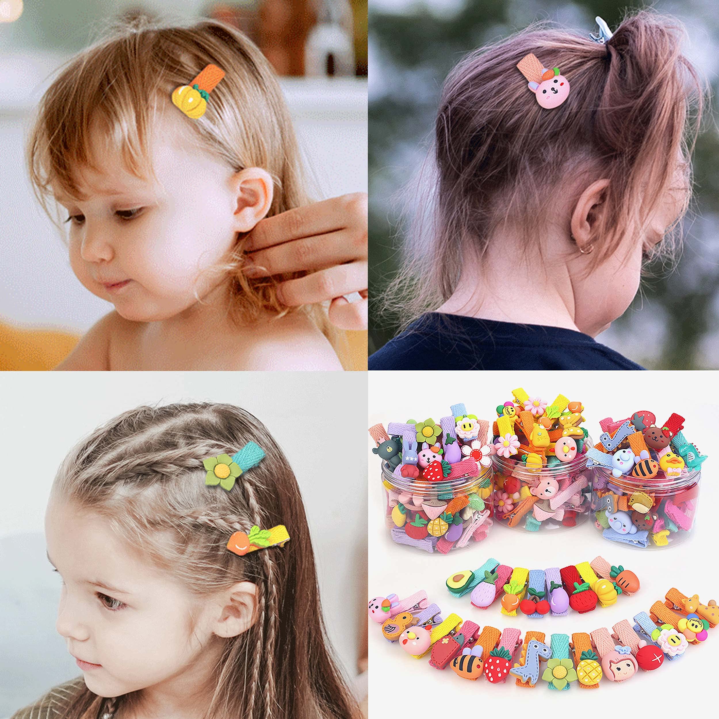 26PCS Mixed Color Animal Fabric Hair Clips - Cute Hairpins & Hair Ties Set with Storage Box for Girls, Teens & Kids - Perfect for School, Parties & Daily Hair Styling (Animal Theme)