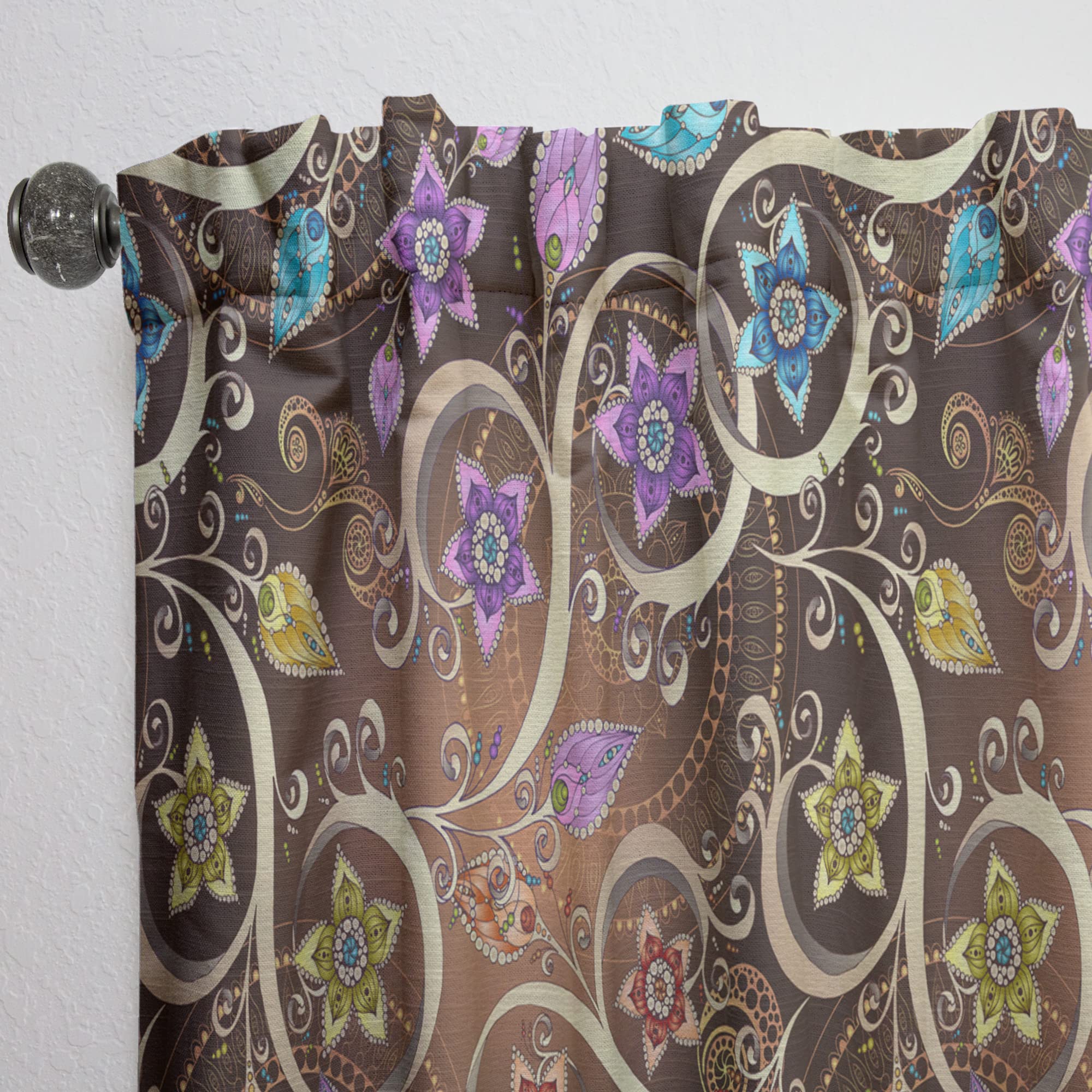 DesignQ Floral Paisley Printed Thermal Insulated Curtains - Single Panel 52x84 Inches - Elegant Window Treatments for Bedroom & Living Room | Perfect for Home Decor & Temperature Control