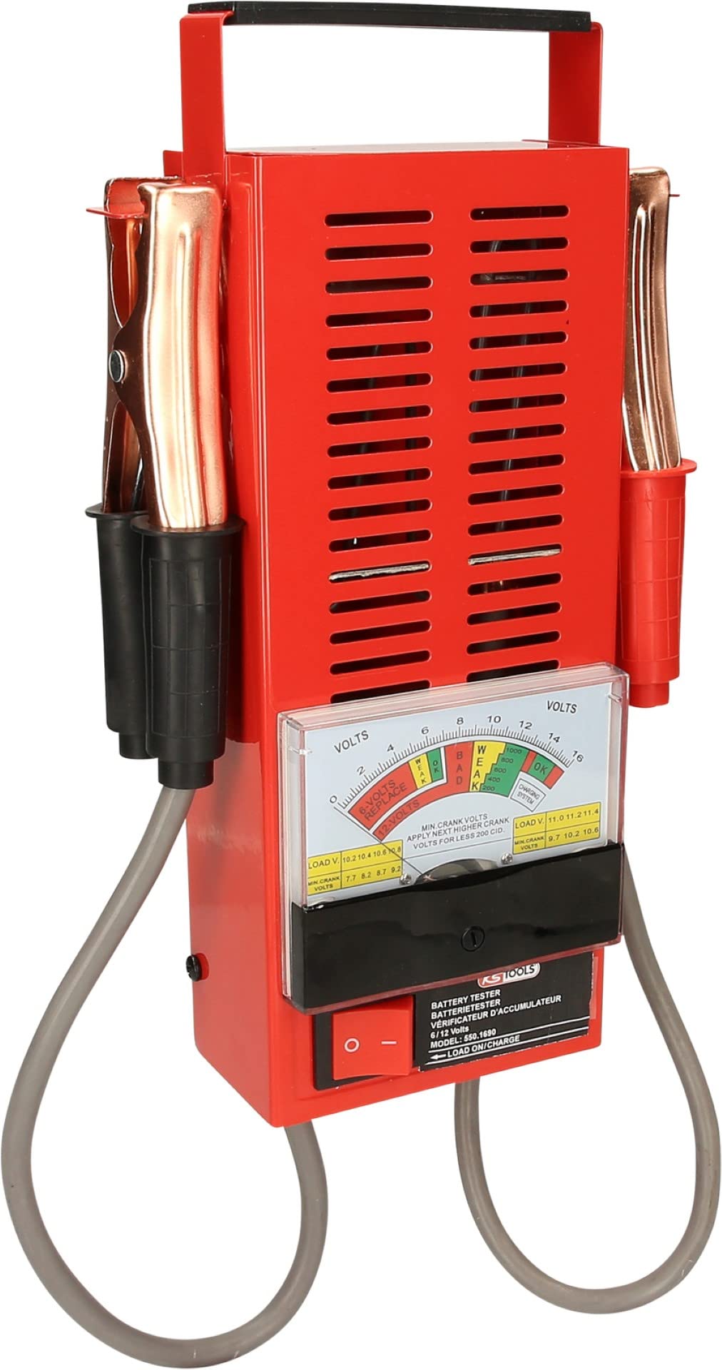 KS TOOLS 550.1690 6V & 12V Battery Tester - Universal Size with Clear Display for Car, Motorcycle, Boat & RV Battery Testing