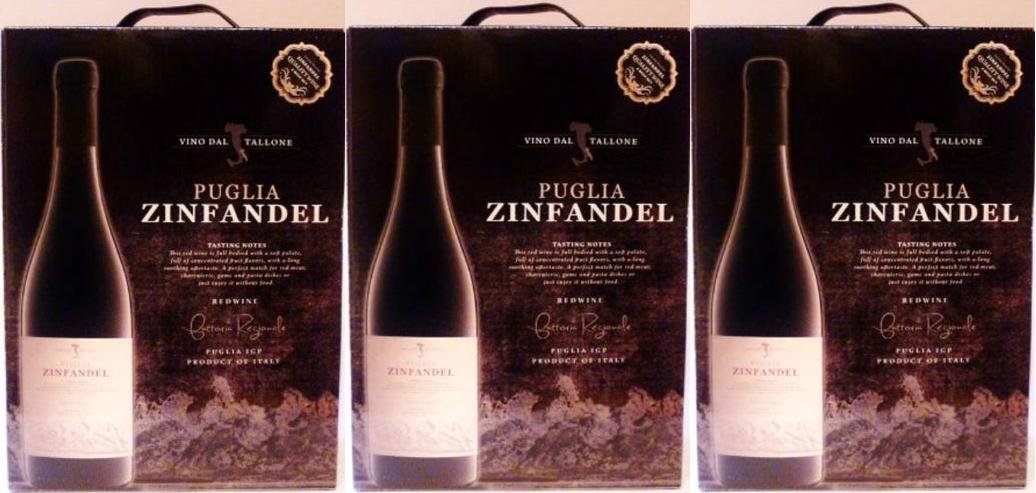 3 x VINO DAL TALLONE PUGLIA ZINFANDEL APULIEN Bag in Box 3 Liter Wine with Free Gift - Premium Italian Red Wine for Parties, Gifts & Dinner Pairings