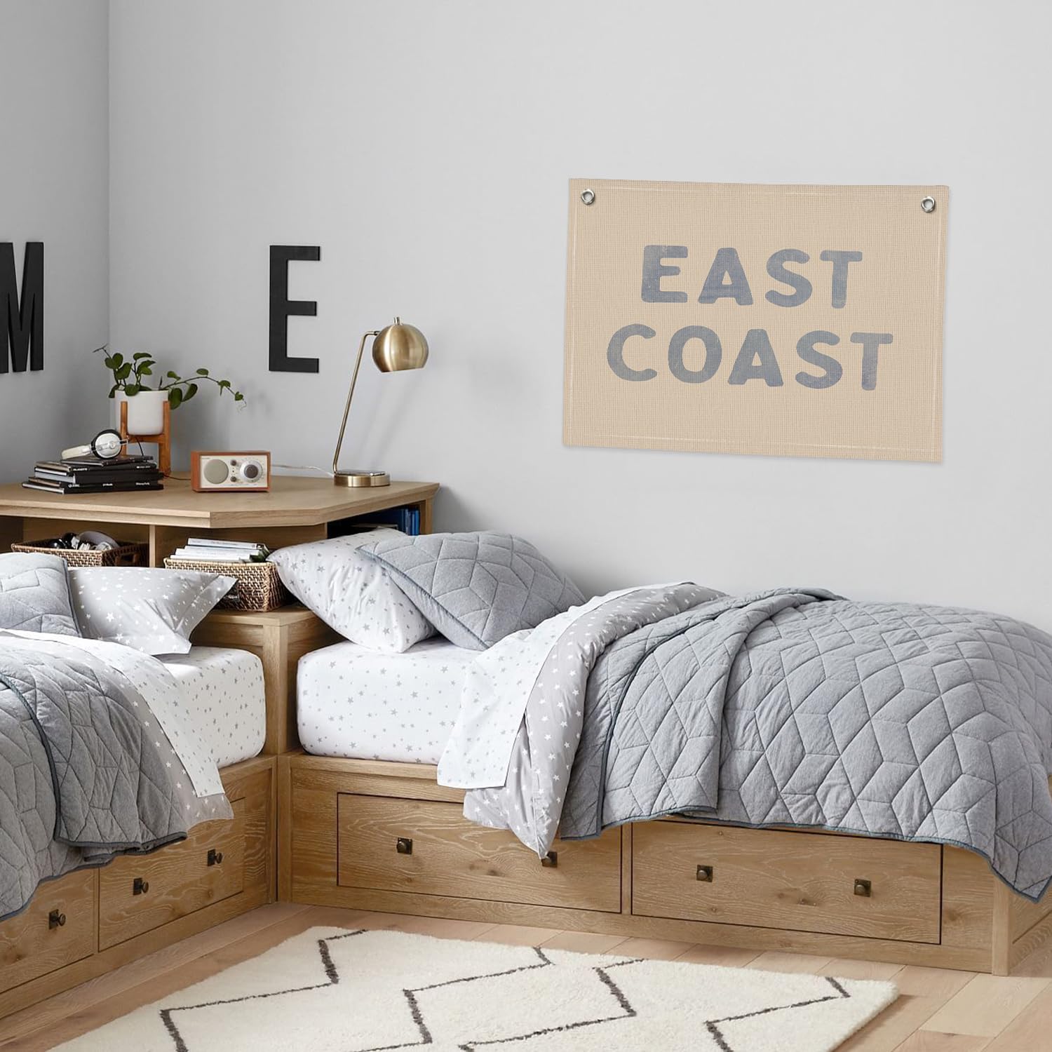 Blue Coastal Cowgirl Canvas Banner - Western Dorm & Bedroom Decor for Teen Girls - East Coast Wall Hanging Flag for Beach House, Boho Room & Cowgirl Themed Parties