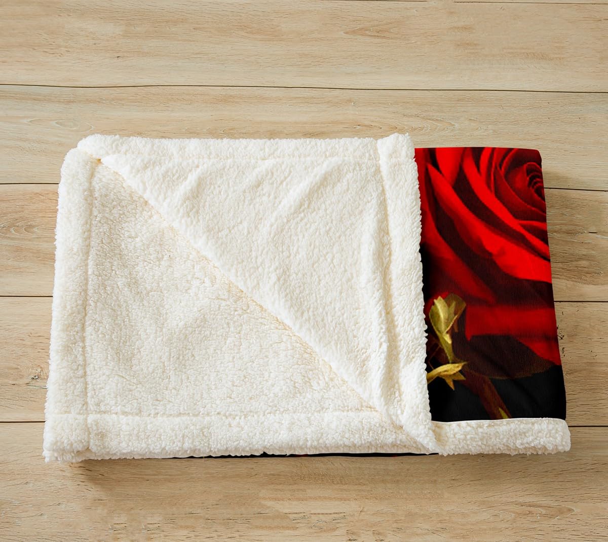 Red Rose Floral Sherpa Fleece Throw Blanket - 40x50 Inch Soft Plush Blanket with Funny Quotes, Flowers & Butterflies - Cozy Inspirational Live Love Laugh Fuzzy Blanket for Sofa, Bed, Couch - Perfect for Home Decor, Gift Giving & Winter Snuggling