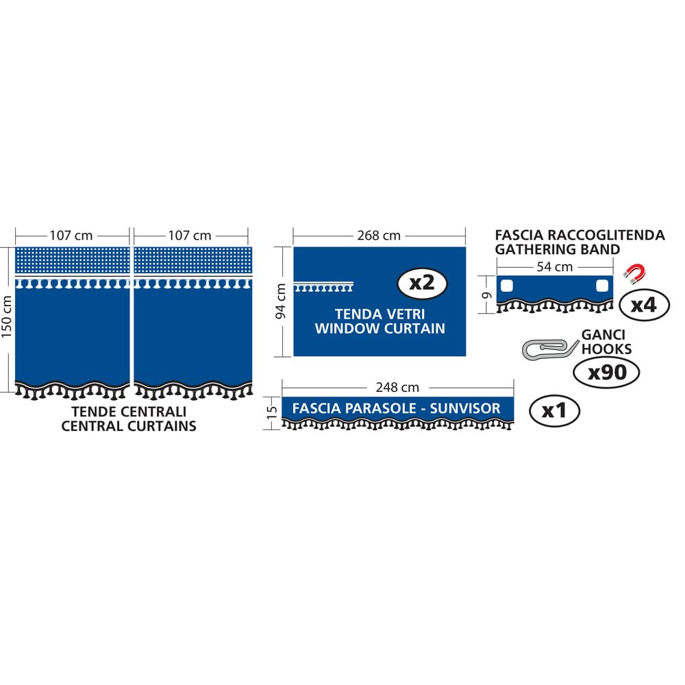 98635 Premium Curtains for Trucks - Heavy Duty & Durable - Perfect for Semi Trucks, RVs & Campers
