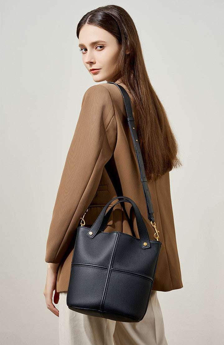 Stylish Leather Bucket Bag for Women - Fashionable Crossbody Shoulder Handbag - Perfect for Work, Travel & Everyday Use