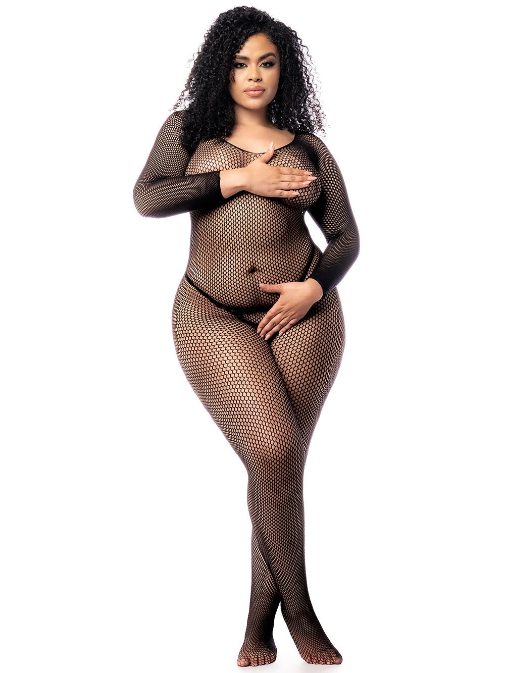 Sexy Women's Fishnet Bodystocking Long Sleeve Lingerie - Mapale 1102 for Halloween, Cosplay & Boudoir Photography