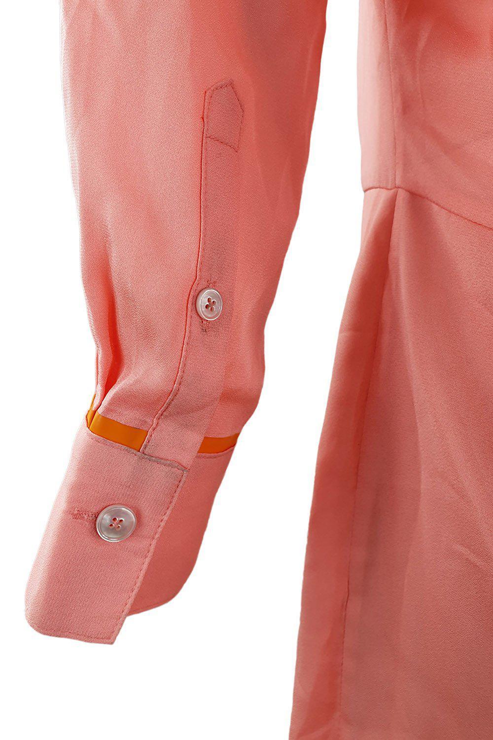 ACNE Pink Adelle Tape Open Back Long Sleeve Chiffon Dress Women's Size 36 - Elegant Evening Party & Wedding Guest Outfit