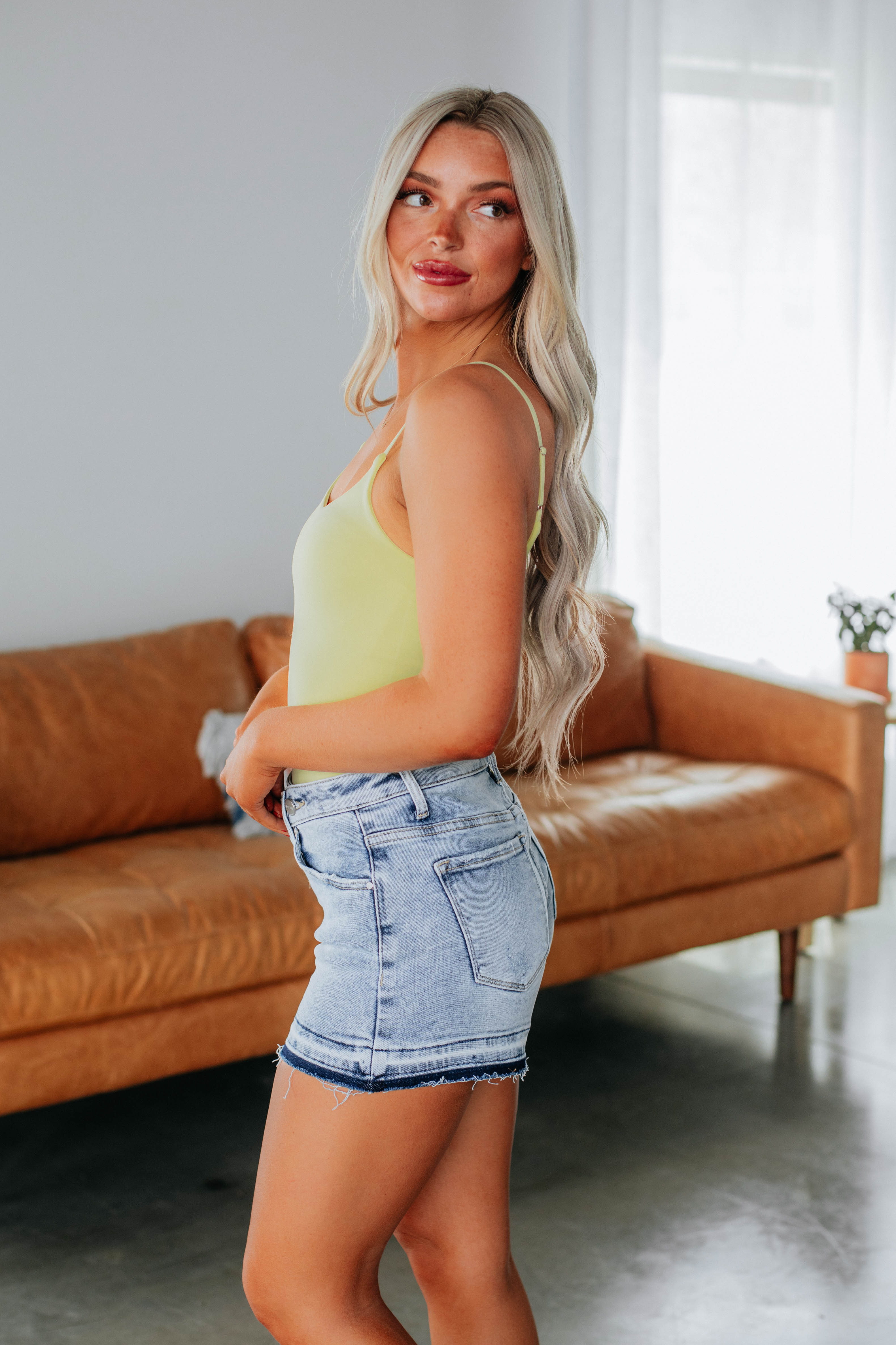 Double Take Bodysuit - Women's Sexy Lingerie Bodysuit in Lemonade Color | Perfect for Date Night, Boudoir Photography & Special Occasions