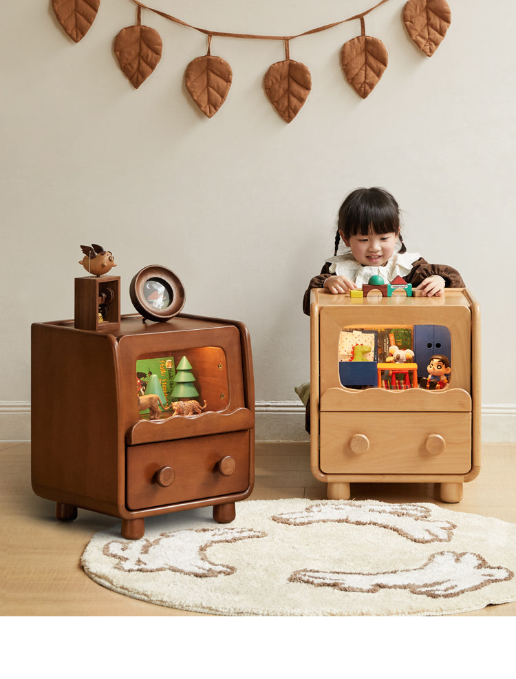 Solid Wood Kids Nightstand - Beech & Poplar - Perfect for Bedroom, Nursery, and Playroom Organization
