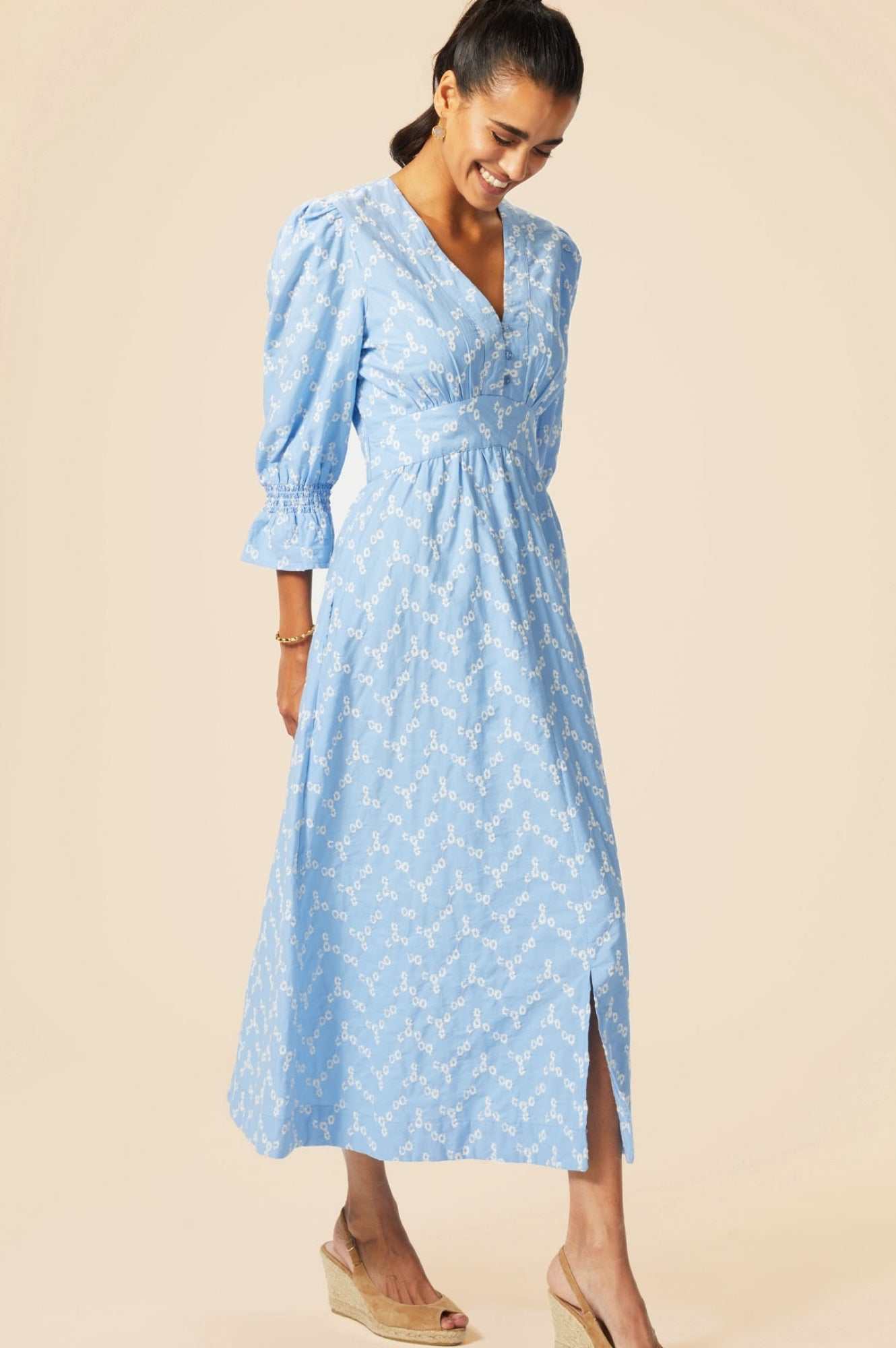 Hadlee Dress | Cornflower Blue Flowy Midi Dress for Women | Perfect for Summer, Beach, and Casual Outings