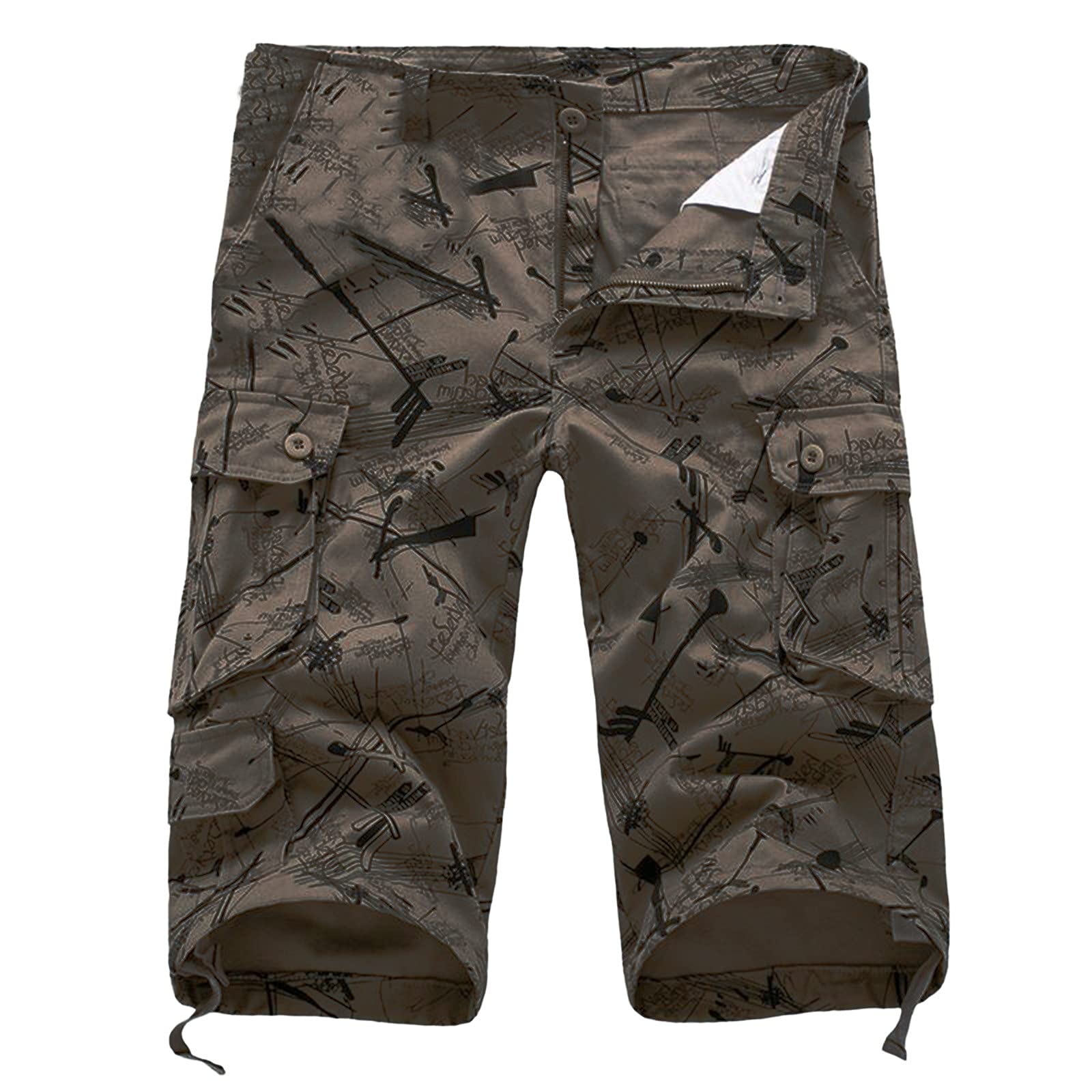 **Men's Cargo Work Pants - Elastic Waist Drawstring Yoga Capri Pants with Pockets - Casual Baggy Harem Pants for Sports, Gym & Outdoor Activities**
