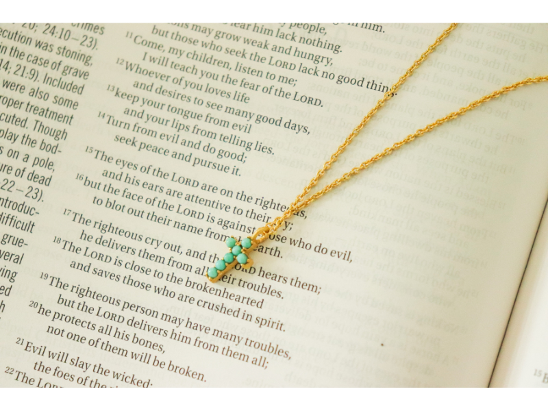 Elegant Turquoise Cross Necklace for Women - Dainty Pendant Jewelry Gift for Her - Perfect for Church, Weddings & Everyday Wear