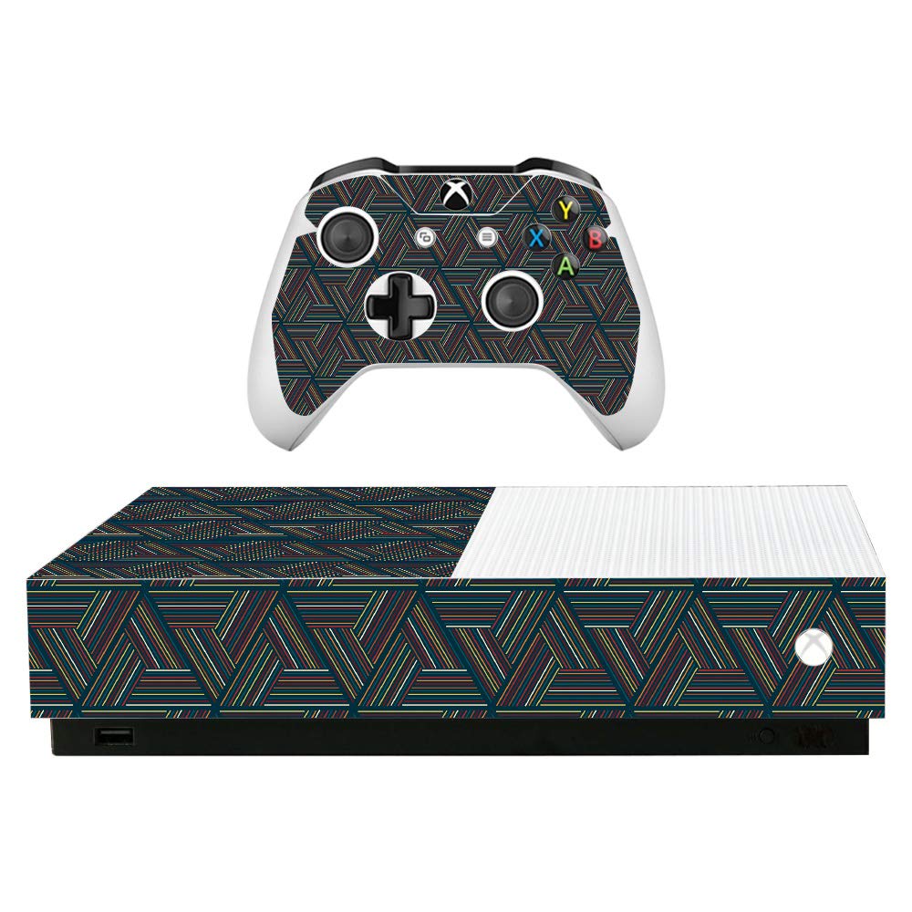 MightySkins Protective Vinyl Decal Wrap Cover for Microsoft Xbox One S All-Digital Edition - Triangle Stripes Design | Durable, Scratch-Resistant Skin | Easy to Apply & Remove | Made in USA | Perfect for Gaming Setups & Personalization