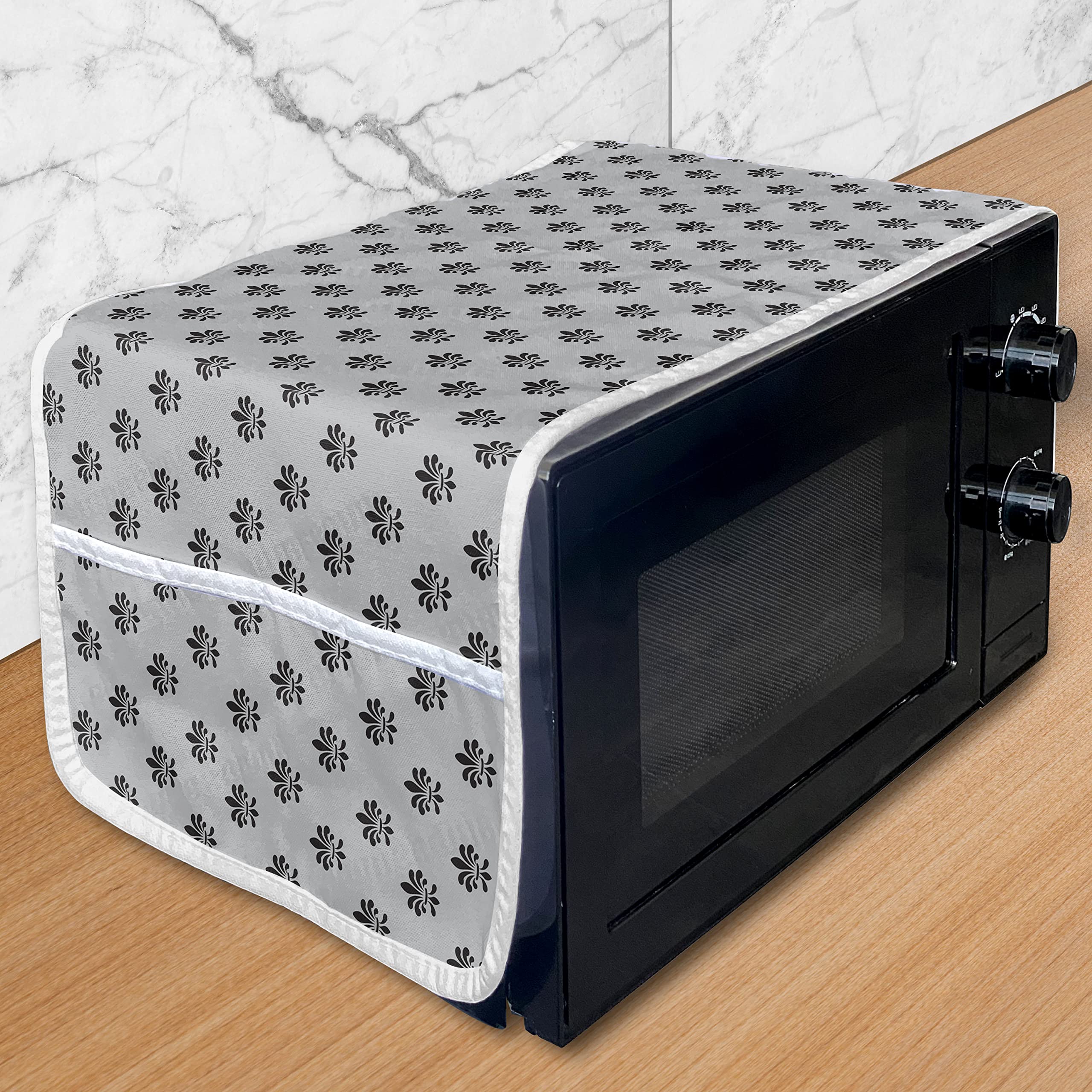 Ambesonne Fleur De Lis Microwave Cover - Waterproof Kitchen Organizer with Pockets, 36
