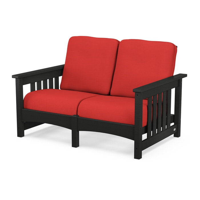 POLYWOOD Mission Settee - Durable Outdoor Patio Furniture Set with Weather-Resistant HDPE Material - Perfect for Garden, Poolside, and Backyard Relaxation