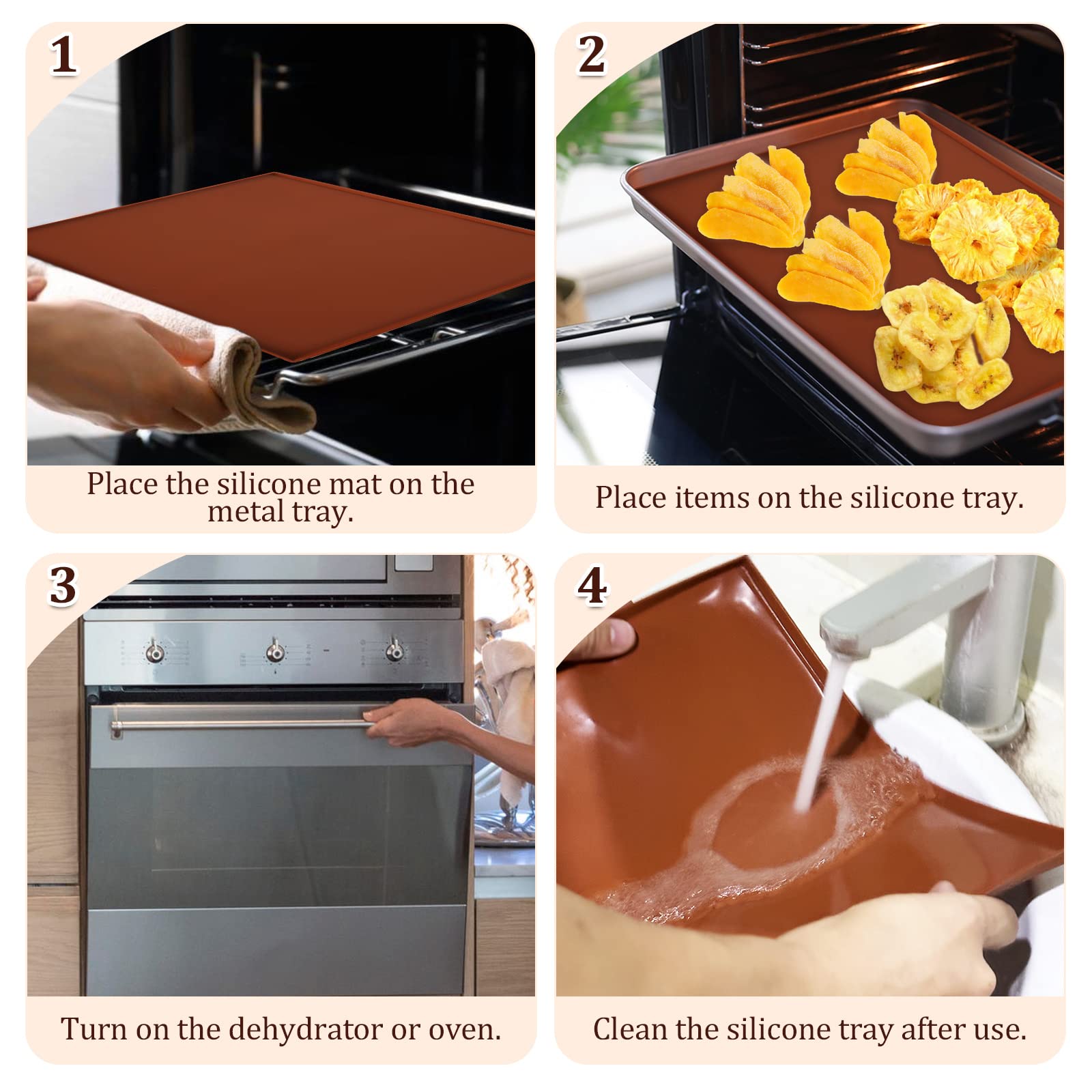 6PCS Non-Stick Silicone Dehydrator Trays 12