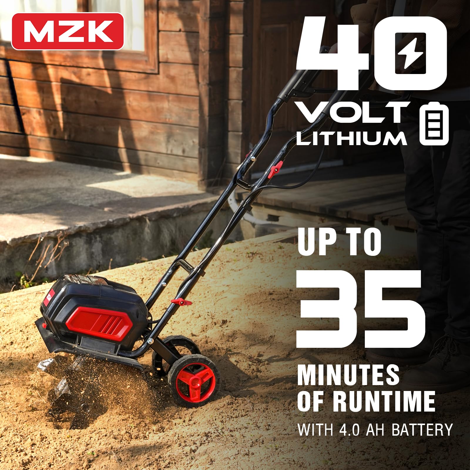 40V 12-Inch Cordless Garden Tiller - Battery Powered Cultivator with 2 x 4.0Ah Batteries & Fast Charger - Ideal for Home Gardening, Landscaping, and Soil Preparation