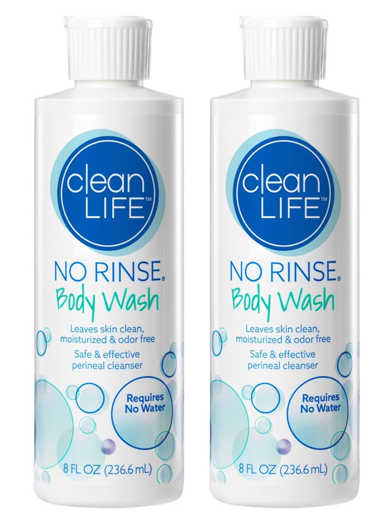 No-Rinse Body Wash for Adults & Seniors - 8 fl oz Rinse-Free Cleansing Formula, Moisturizes & Eliminates Odors (Pack of 2) - Ideal for Bedridden Patients, Post-Surgery Care & Travel