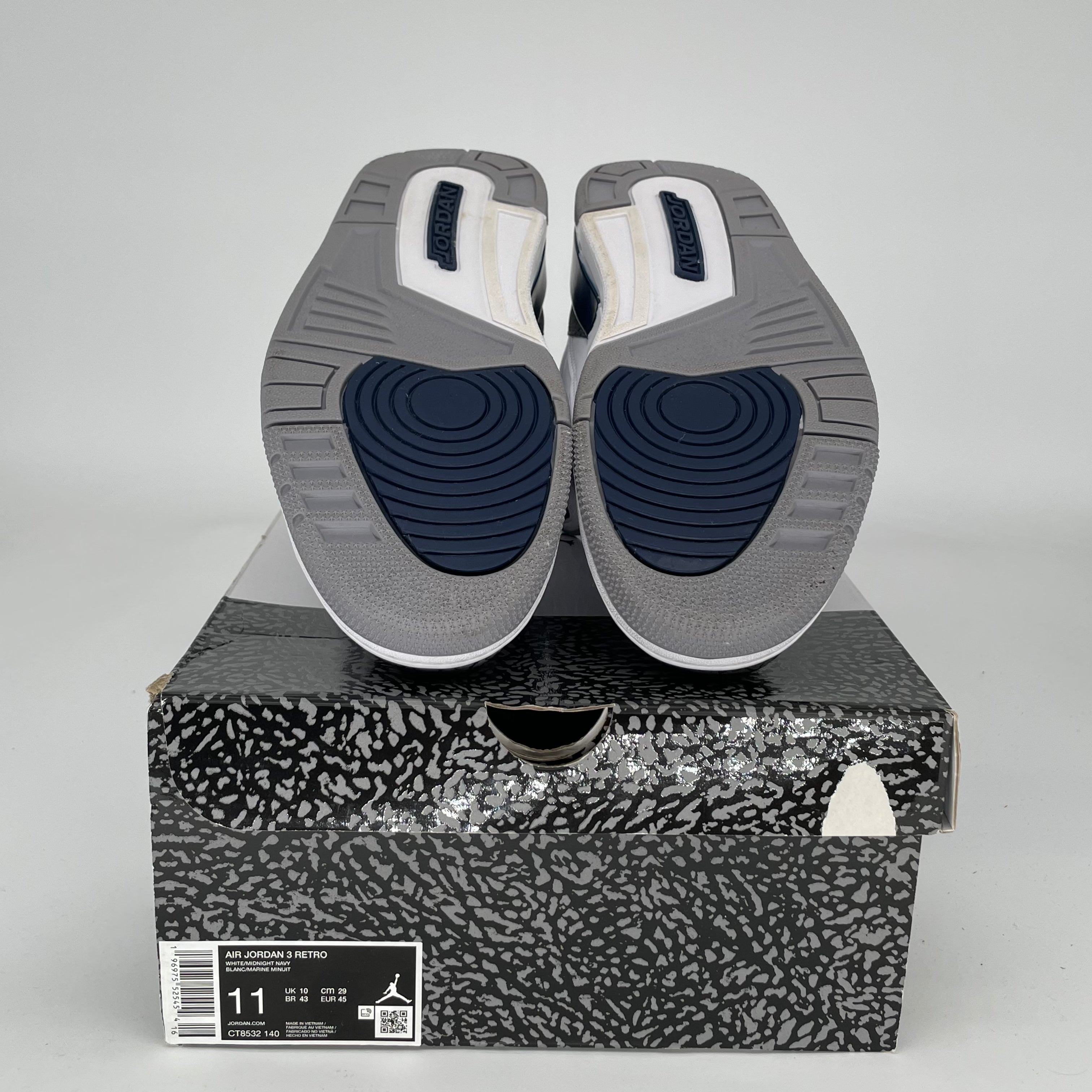 AIR JORDAN 3 Retro Midnight Navy Men's Basketball Shoes Size 11 - CT8532-140 | Authentic Nike Sneakers for Running, Gym & Streetwear Fashion