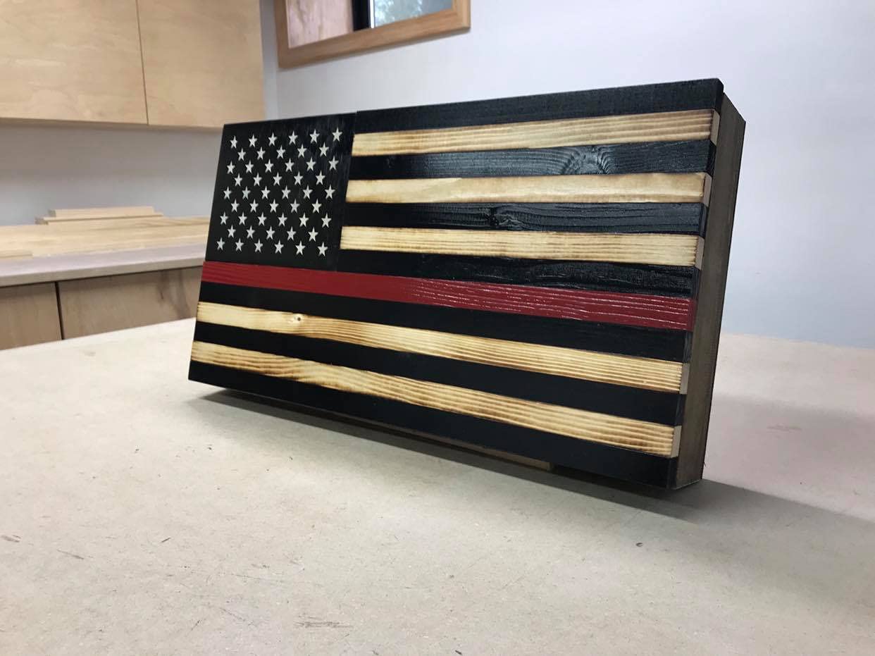 Rustic Wood American Flag Concealment Cabinet - Handcrafted Wall Mounted Storage for Guns & Valuables | Perfect for Home, Office & Cabin Decor
