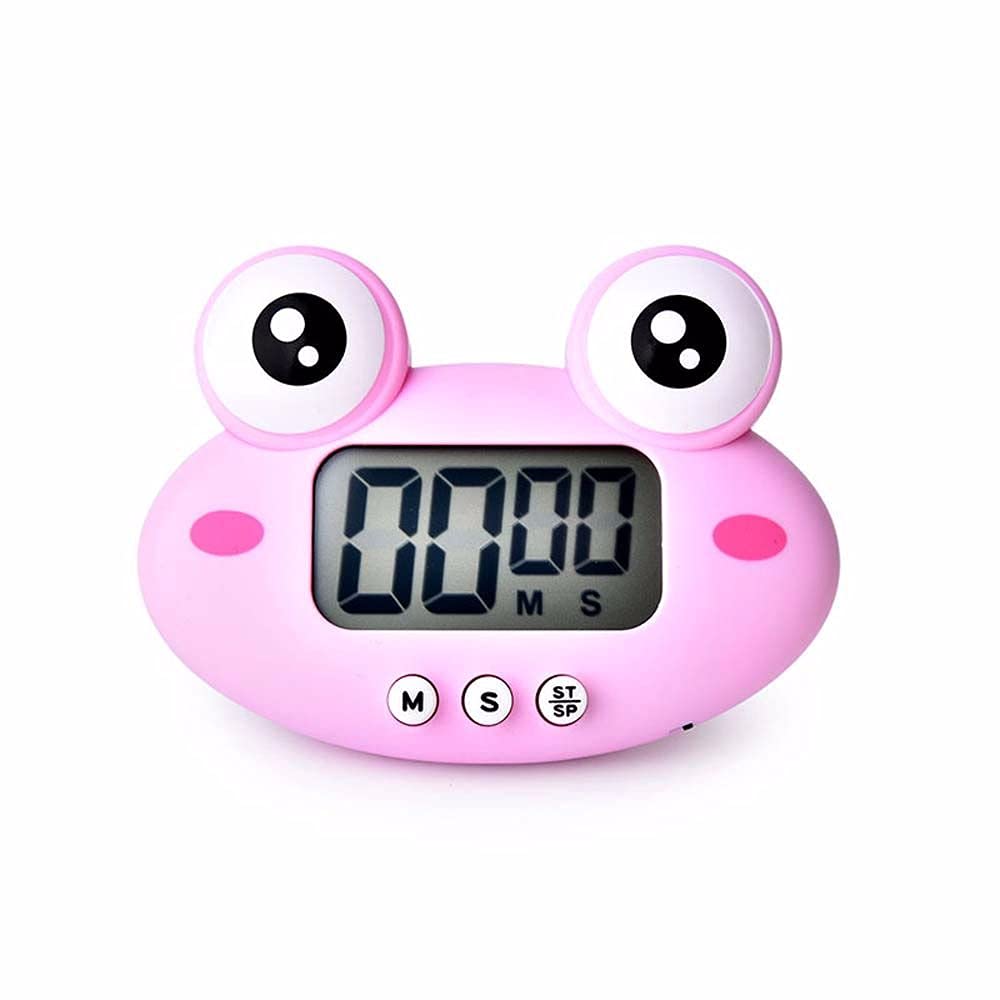 XUFUN Kitchen Timer - Pink Frog Digital Stopwatch, Electronic Shower Chronograph, Cooking Alarm Clock, Time Reminder for Home, Kitchen, and Bathroom Use
