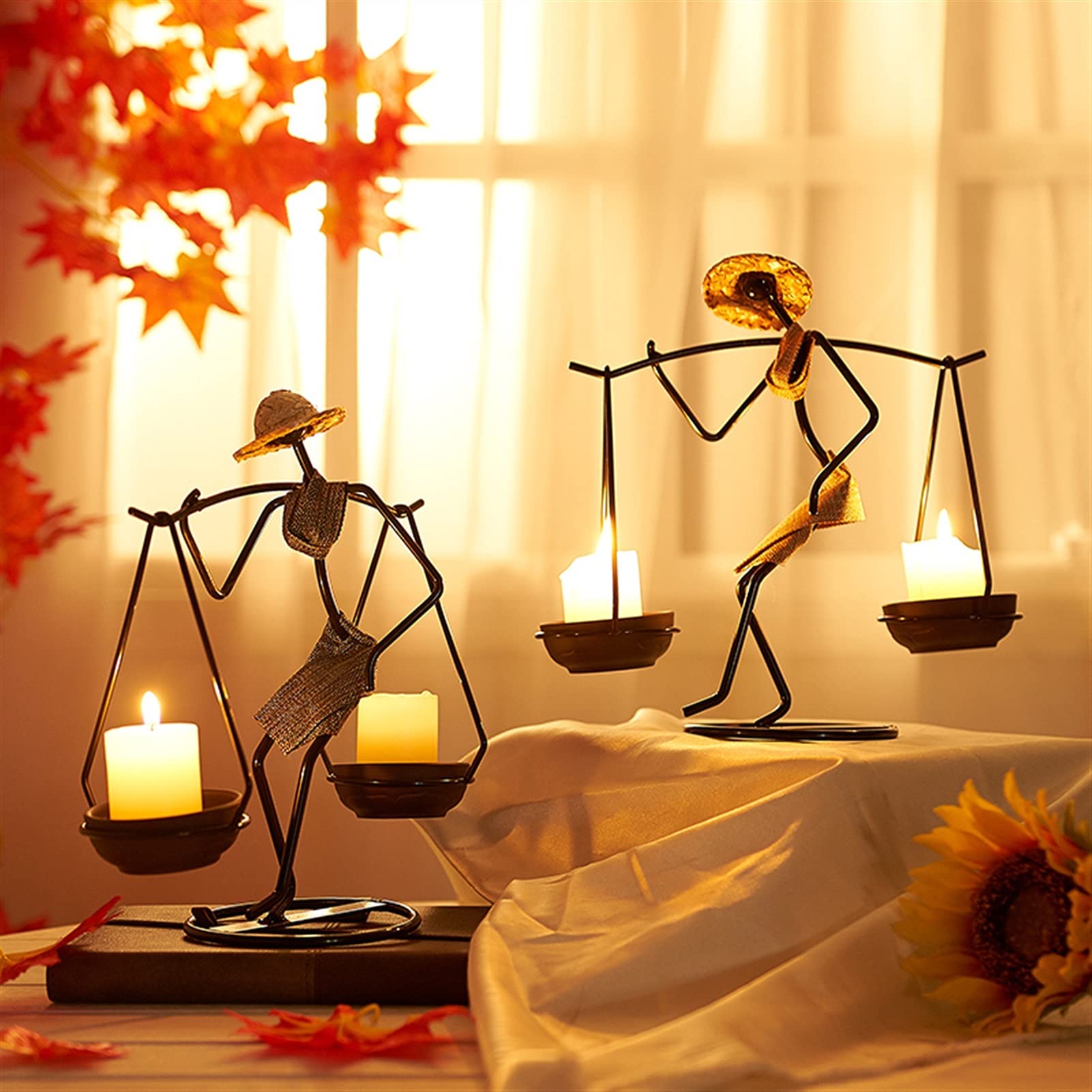 YSYSPJM Metal Taper Candlestick Holders - Abstract Sculpture Home Decor, Handmade Figurine Candle Holder Gift for Wedding, Dining Table & Holiday Decorations