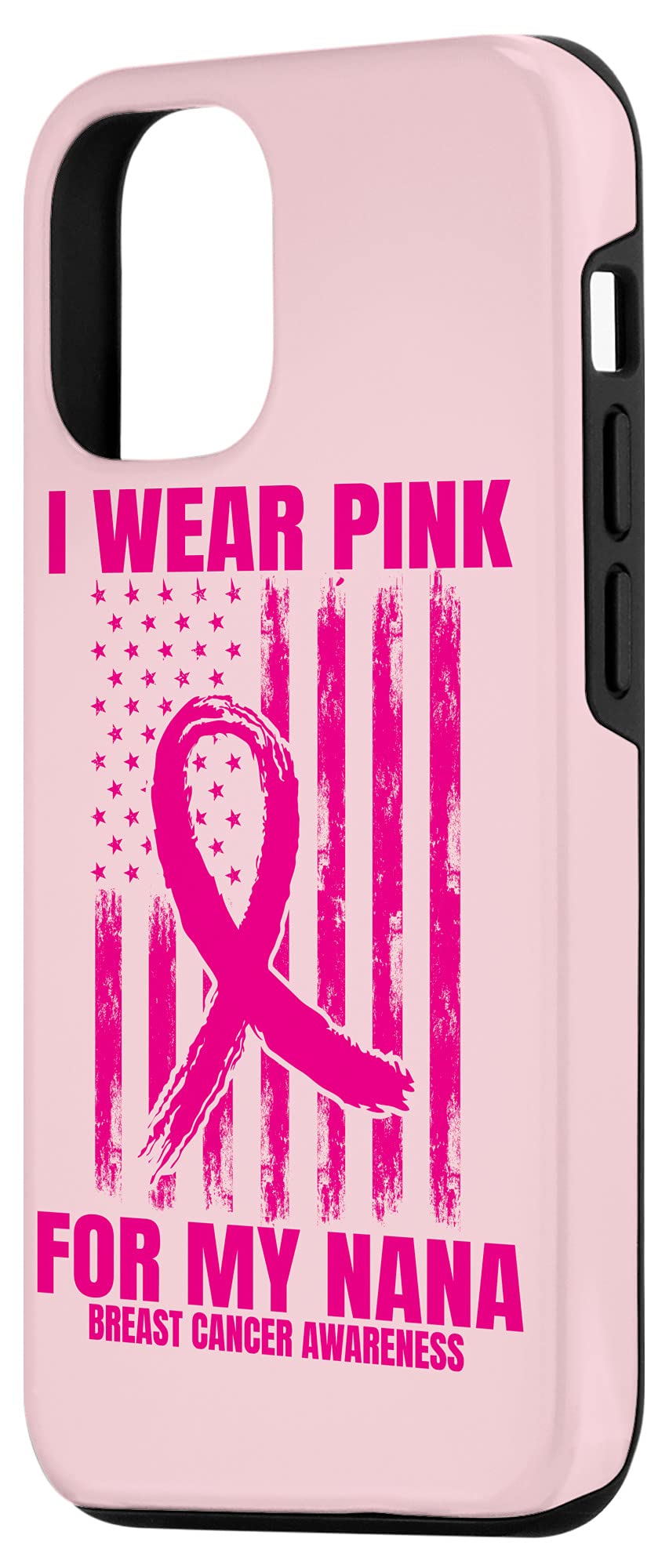 iPhone 12/12 Pro Pink Ribbon Breast Cancer Awareness Case with American Flag Design - Show Support with Stylish Protective Phone Cover for Everyday Use