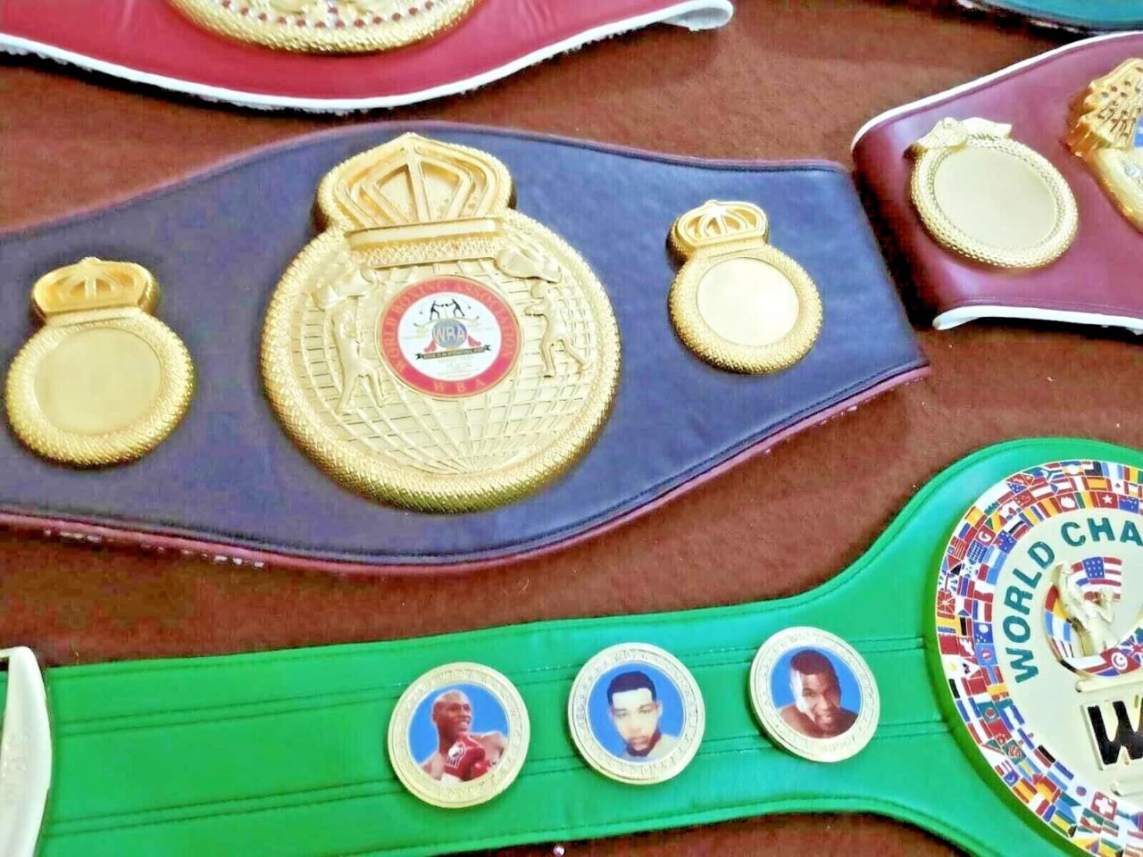 IBO IBF WBA WBC WBO Championship Boxing Belts Set - 5 Authentic Replica Title Belts for Adults (Includes Muhammad Ali & Mike Tyson Style Belts) - Perfect for Boxing Fans, Collectors, and Sports Memorabilia Displays