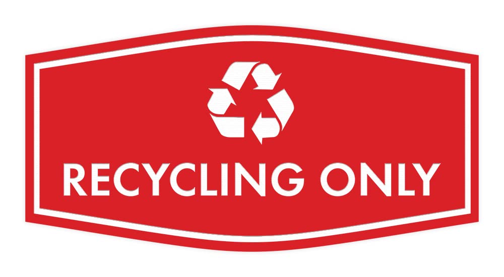 Fancy Recycling Only Sign (Red) - Medium 12x18 Inch - Durable Plastic Bin Label for Home, Office & Public Spaces