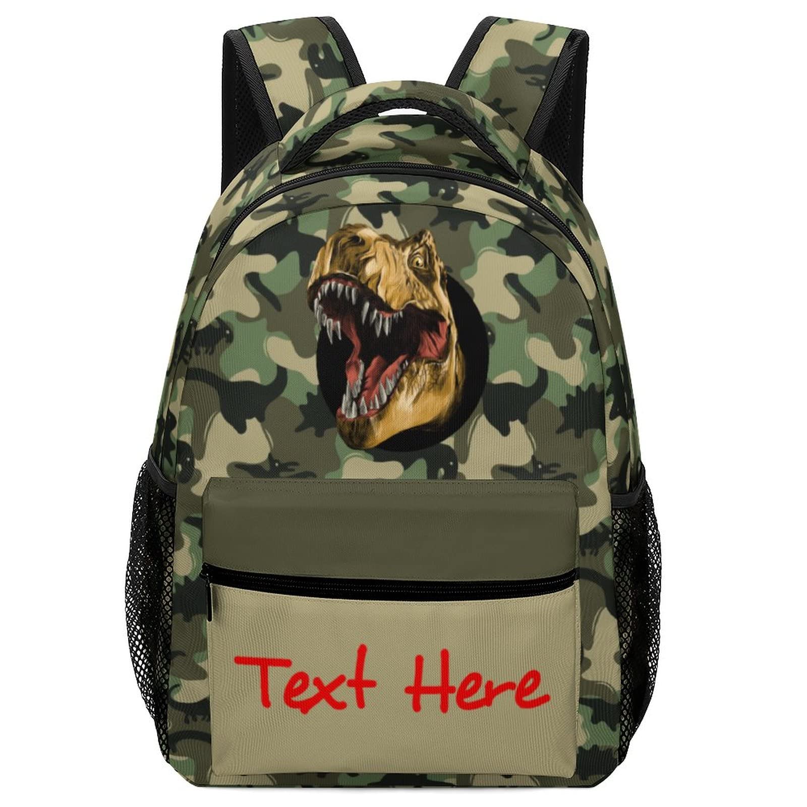 Custom Personalized Kids Backpack for Boys & Girls - Dinosaur T-Rex Camouflage School Backpack with Name Embroidery | Perfect for School, Travel & Daily Use